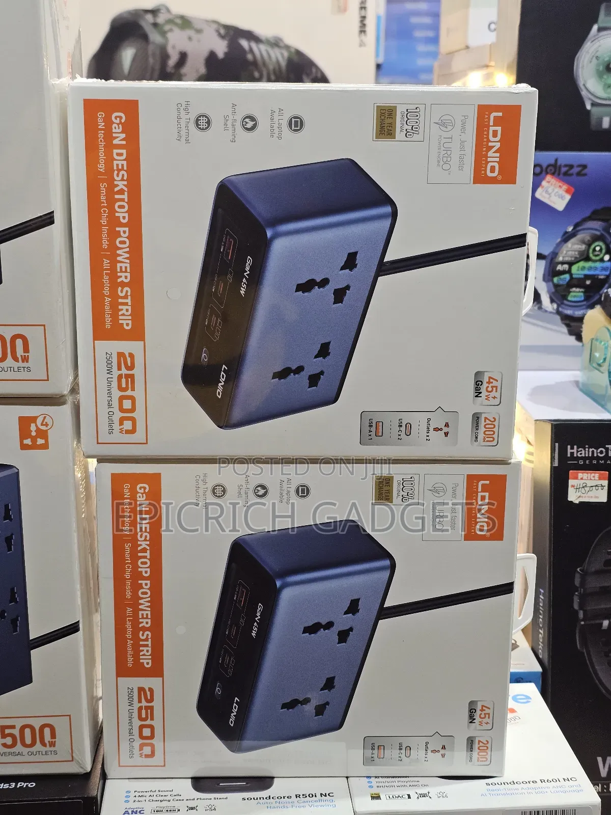 Ldnio 45w Gan Power Strip Extension Cord | Usb-C Pd | New