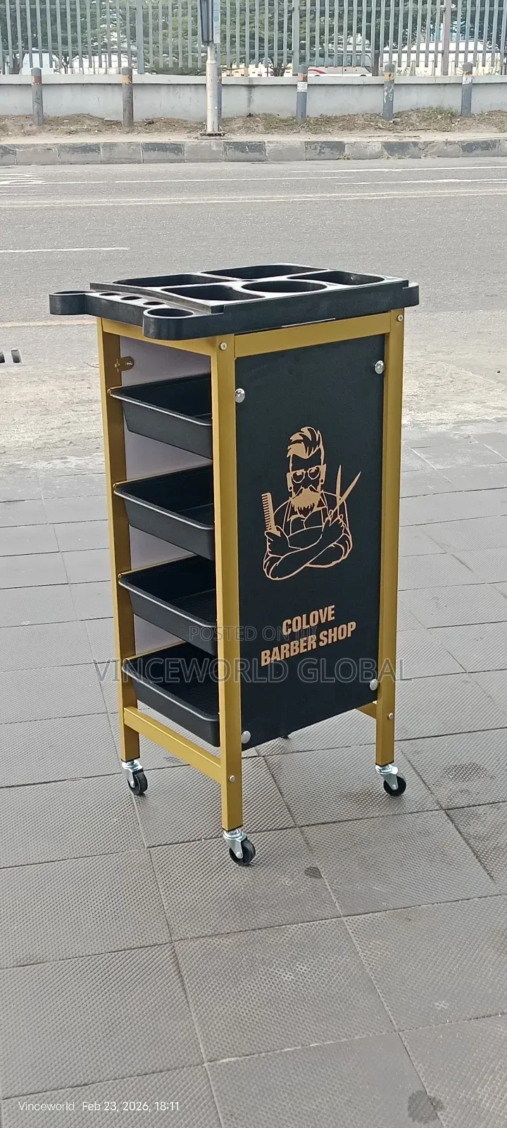 Salon Trolley With Hand Dryer Holder