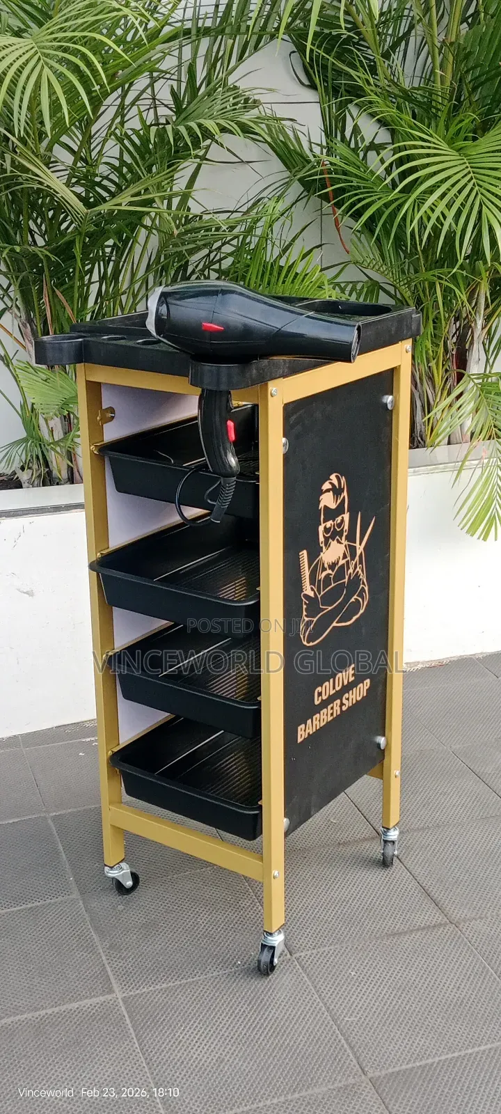 Salon Trolley With Hand Dryer Holder
