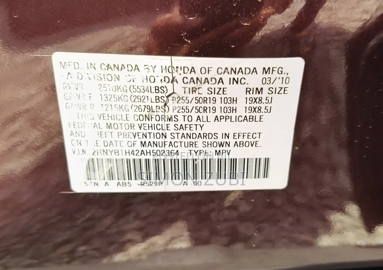 Acura ZDX Base AWD 2011 Red