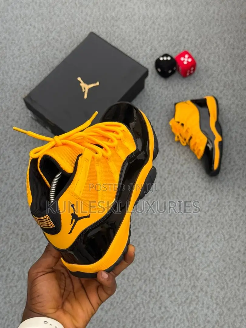 Original Air Jordan 11 Retro Yellow & Black Sneakers
