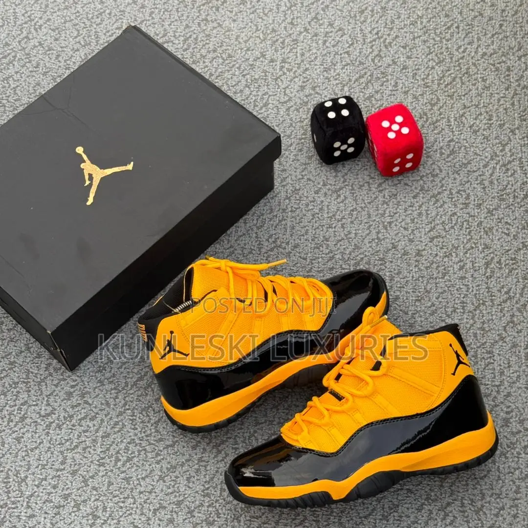 Original Air Jordan 11 Retro Yellow & Black Sneakers