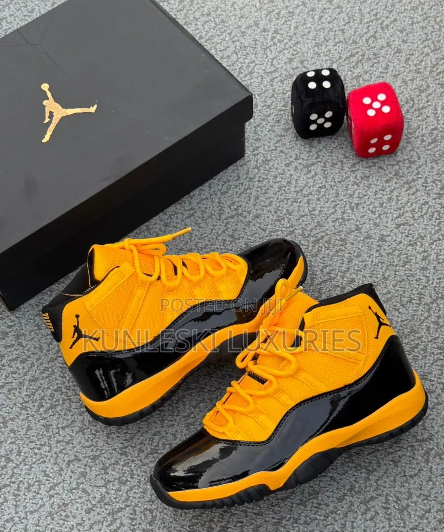Original Air Jordan 11 Retro Yellow & Black Sneakers
