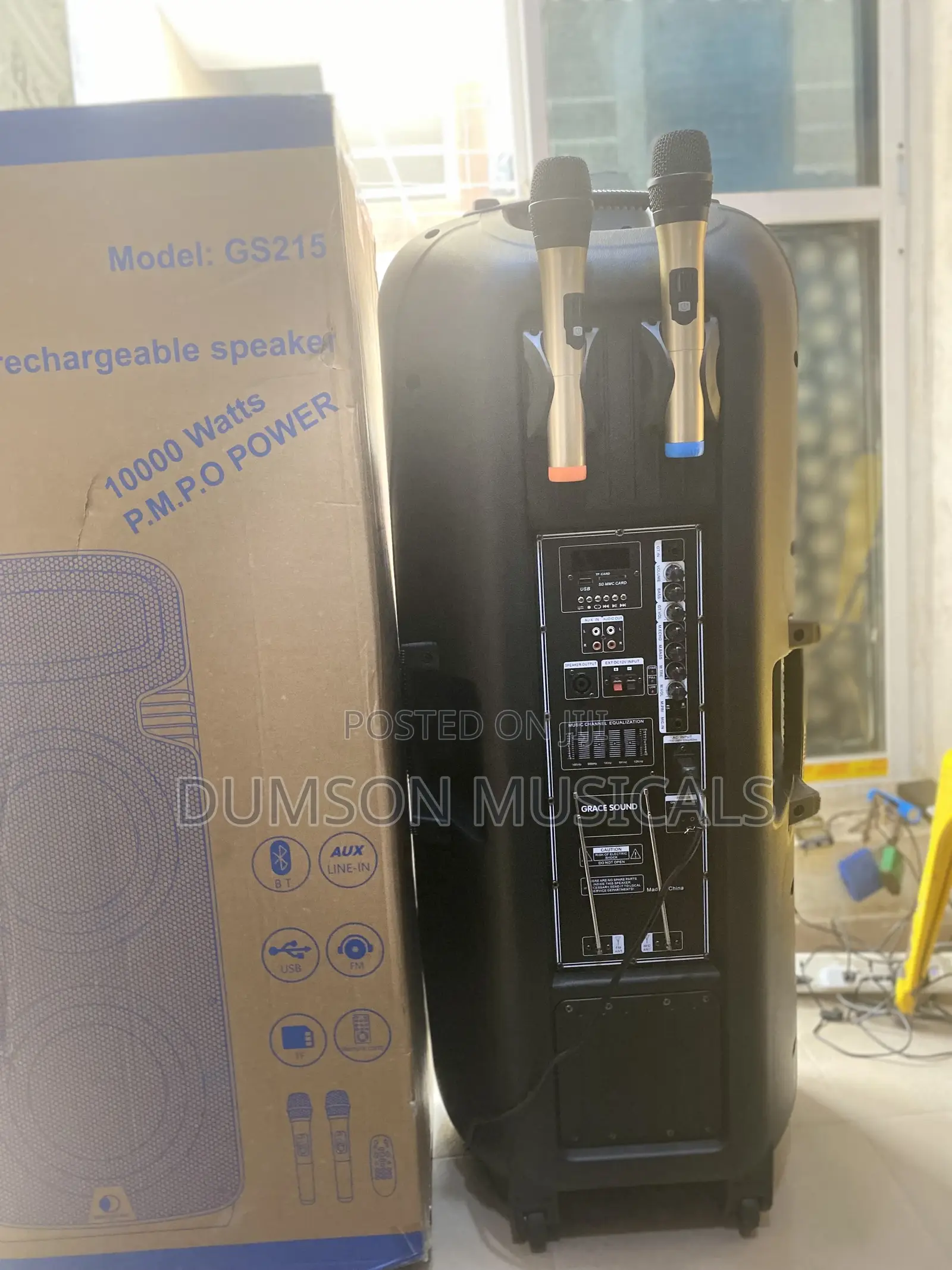 Pa System Double 15 Rechargeable Speakers Grace Sound