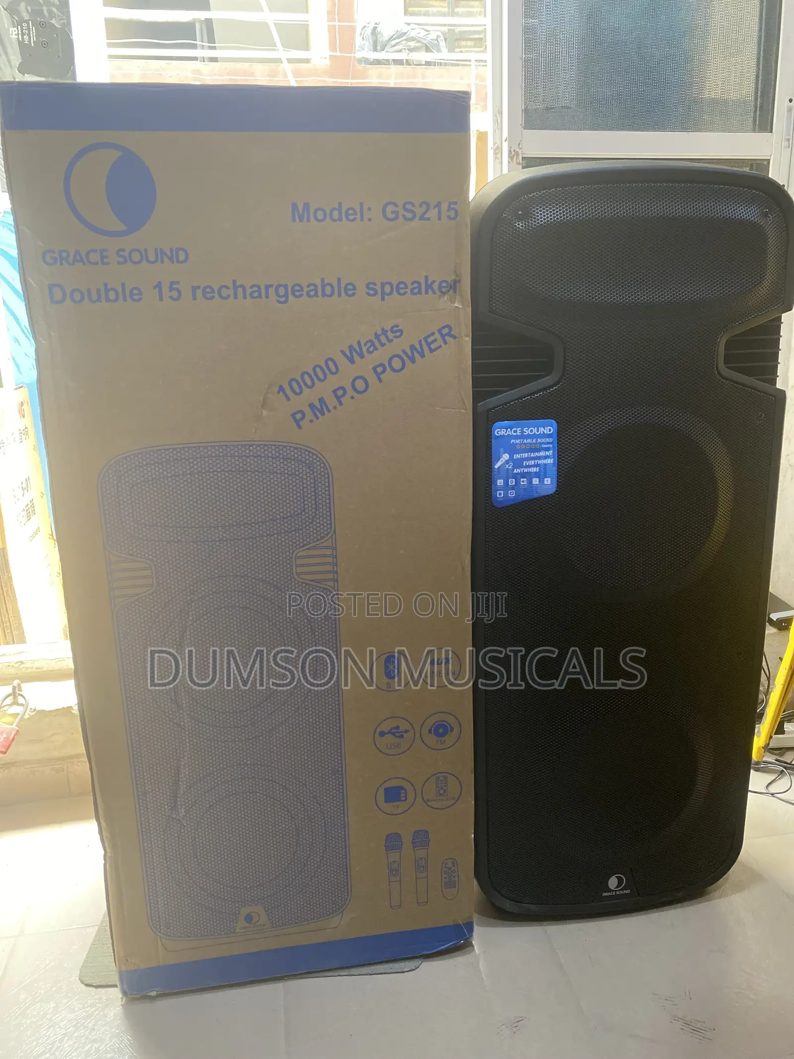 Pa System Double 15 Rechargeable Speakers Grace Sound