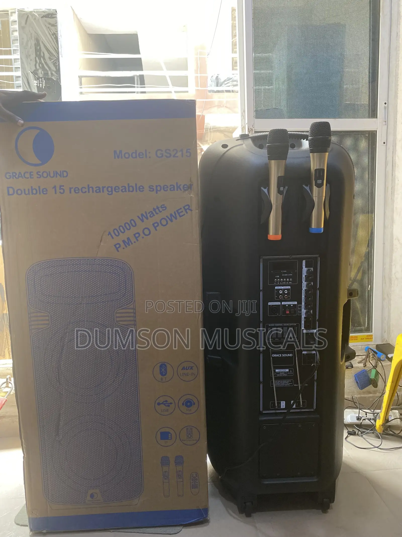 Pa System Double 15 Rechargeable Speakers Grace Sound
