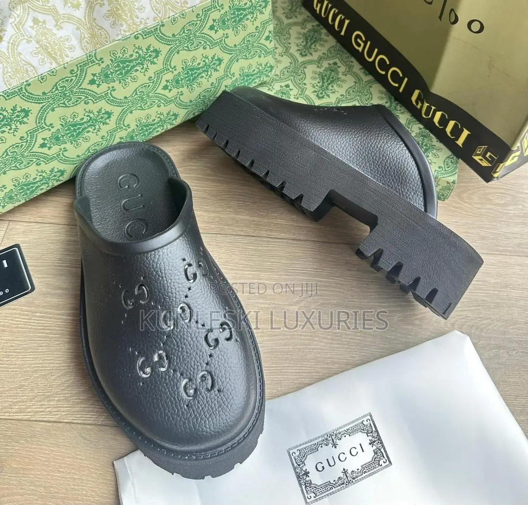 Original Gucci Double Gg High/Low Rubber Half Shoe Collections