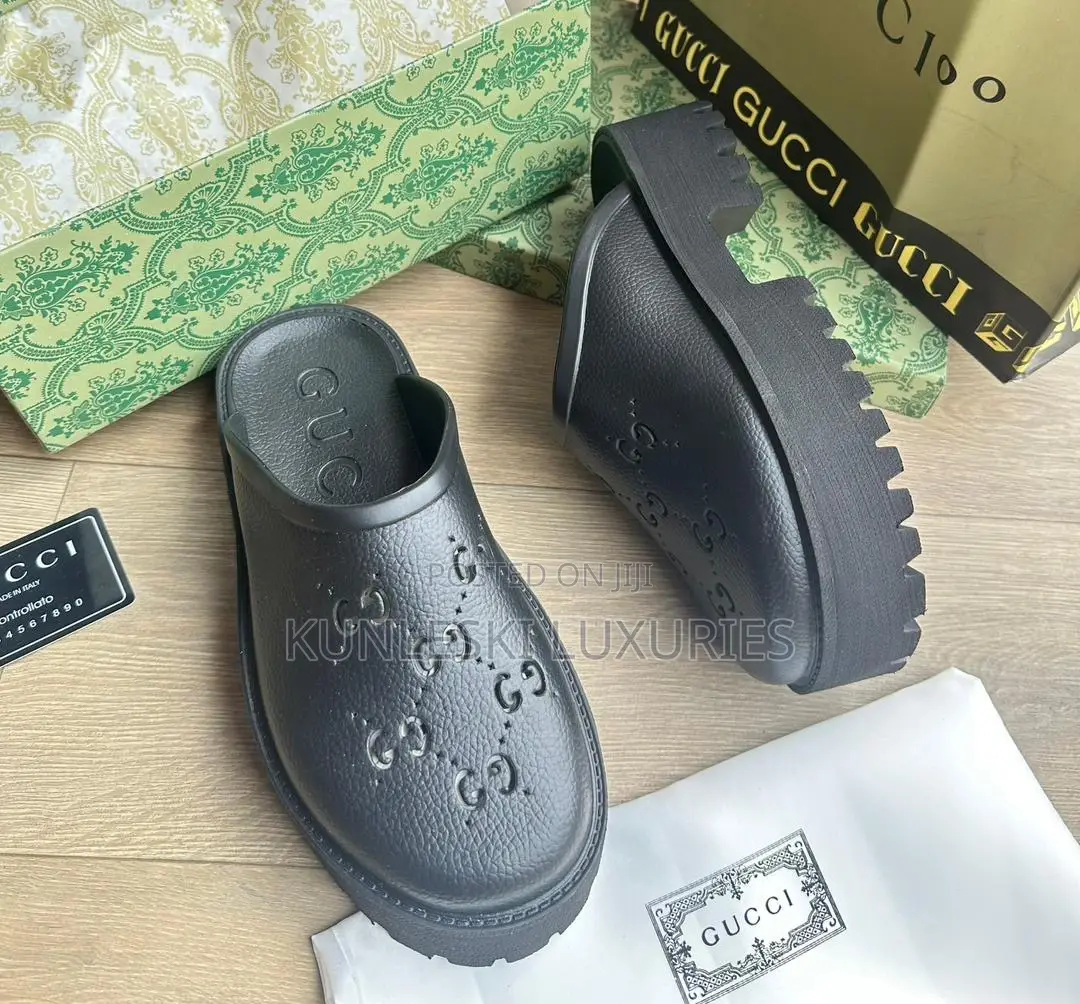 Original Gucci Double Gg High/Low Rubber Half Shoe Collections