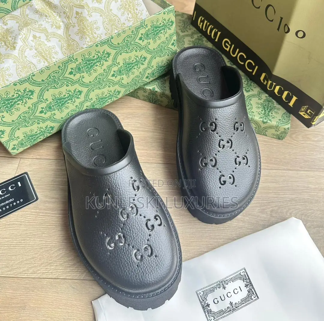 Original Gucci Double Gg High/Low Rubber Half Shoe Collections