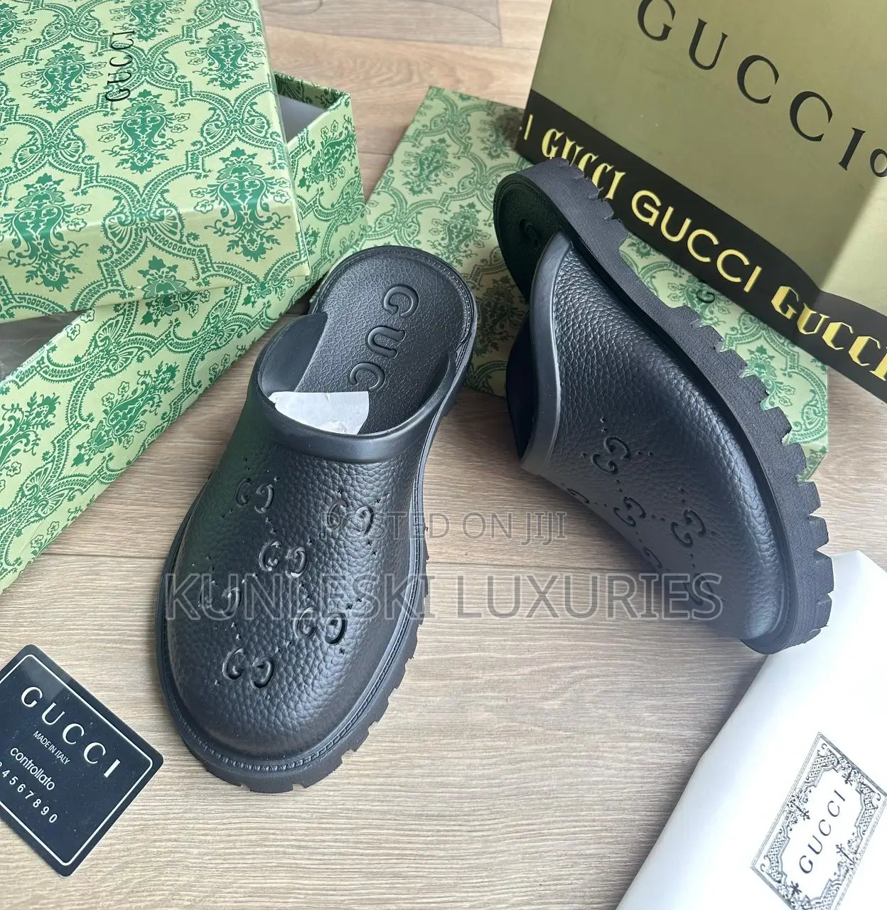Original Gucci Double Gg High/Low Rubber Half Shoe Collections