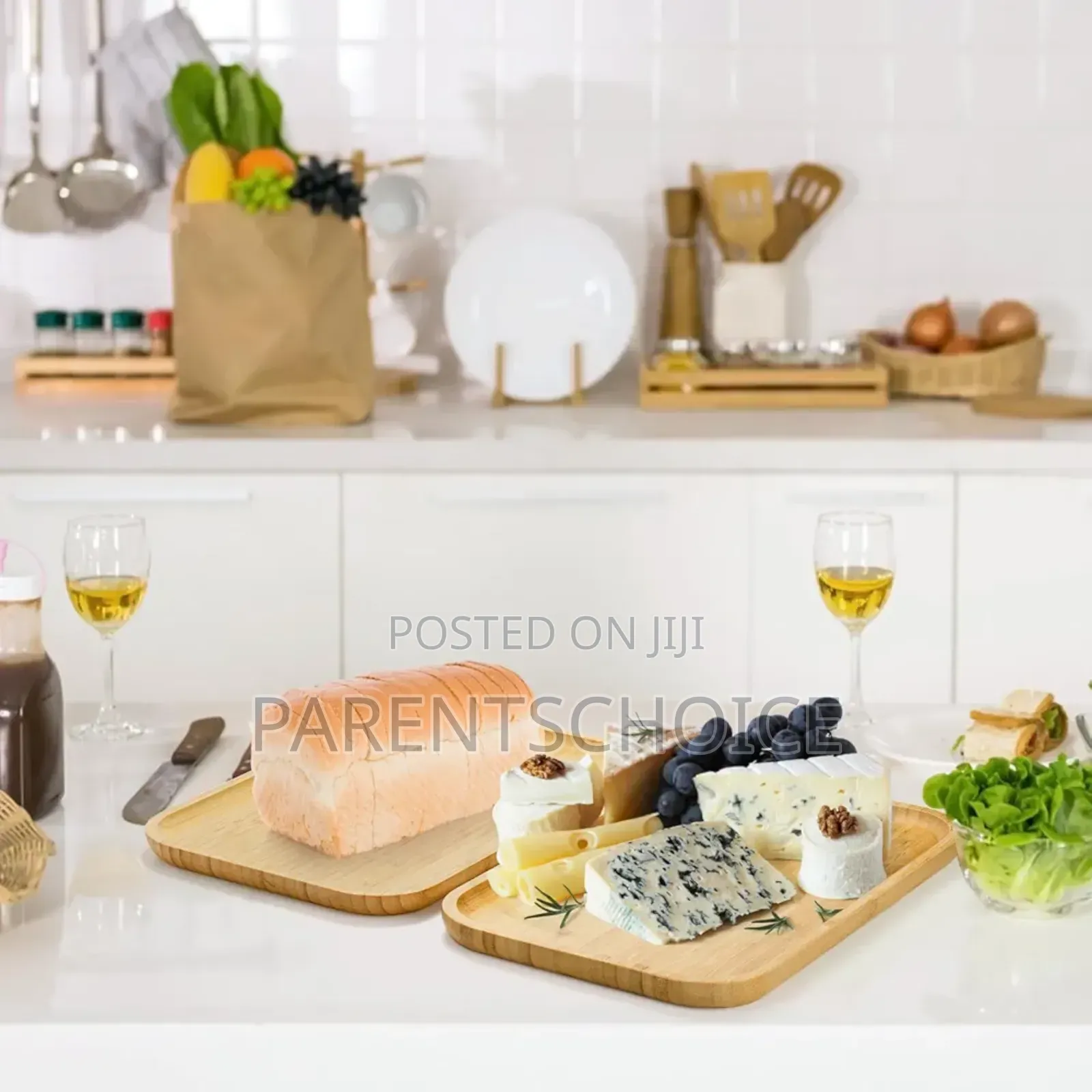 Bamboo Cheese Plate, Food Serving Saucer Wood Rectangular Platter