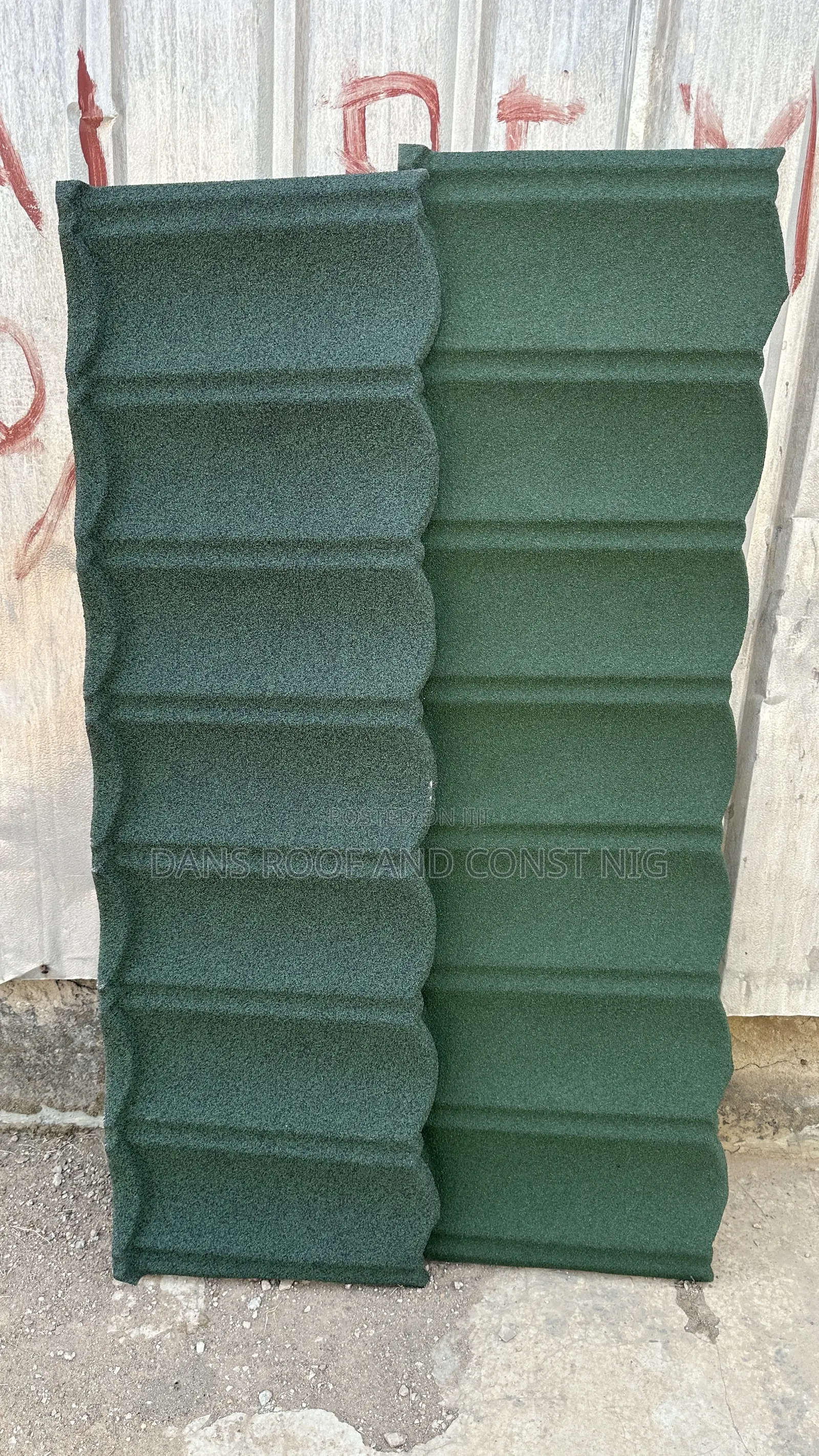 Green Spotted Black and Plain Green Bond Stone Coated Tiles