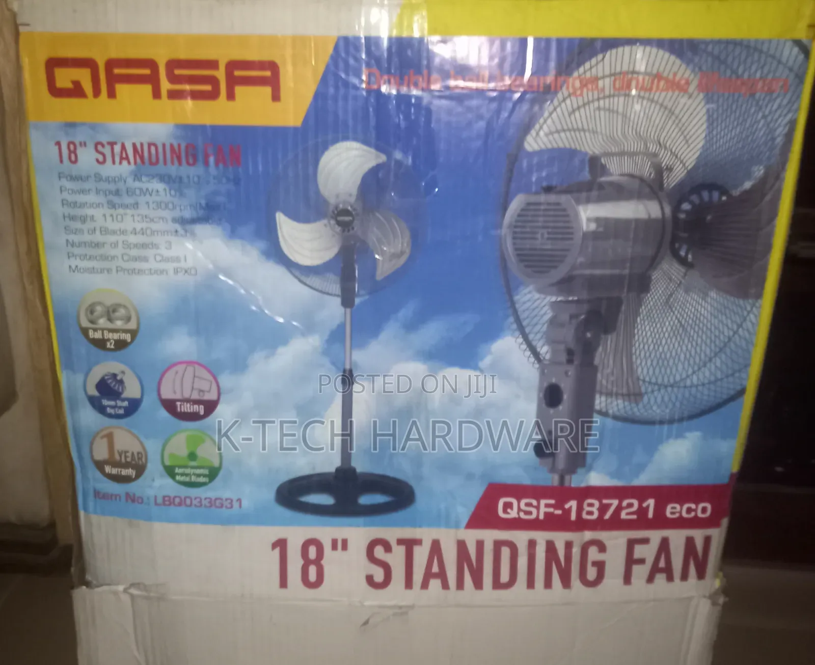 18 Inches Qasa QSF-18721 Eco Standing Fan