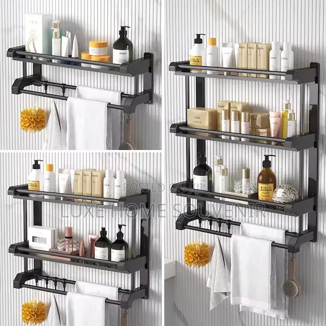 Wall Mounted Bathroom Storage Rack With Towel Holder