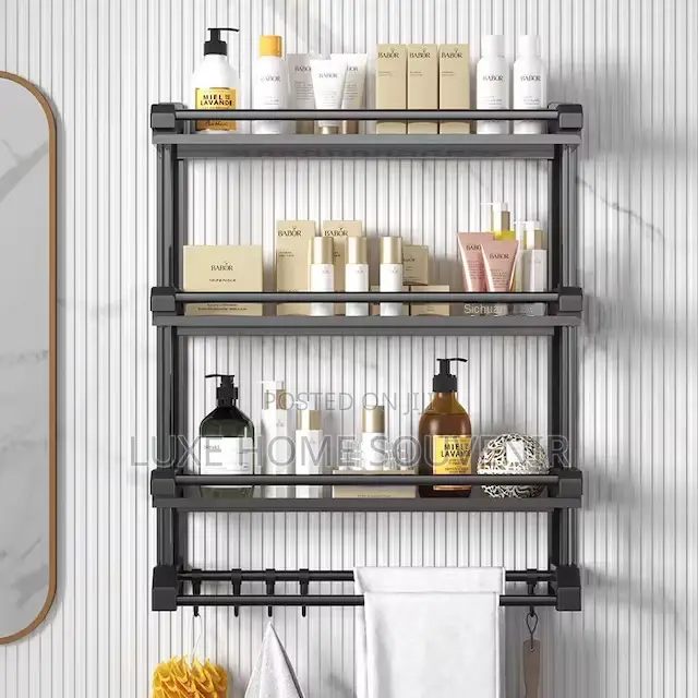 Wall Mounted Bathroom Storage Rack With Towel Holder