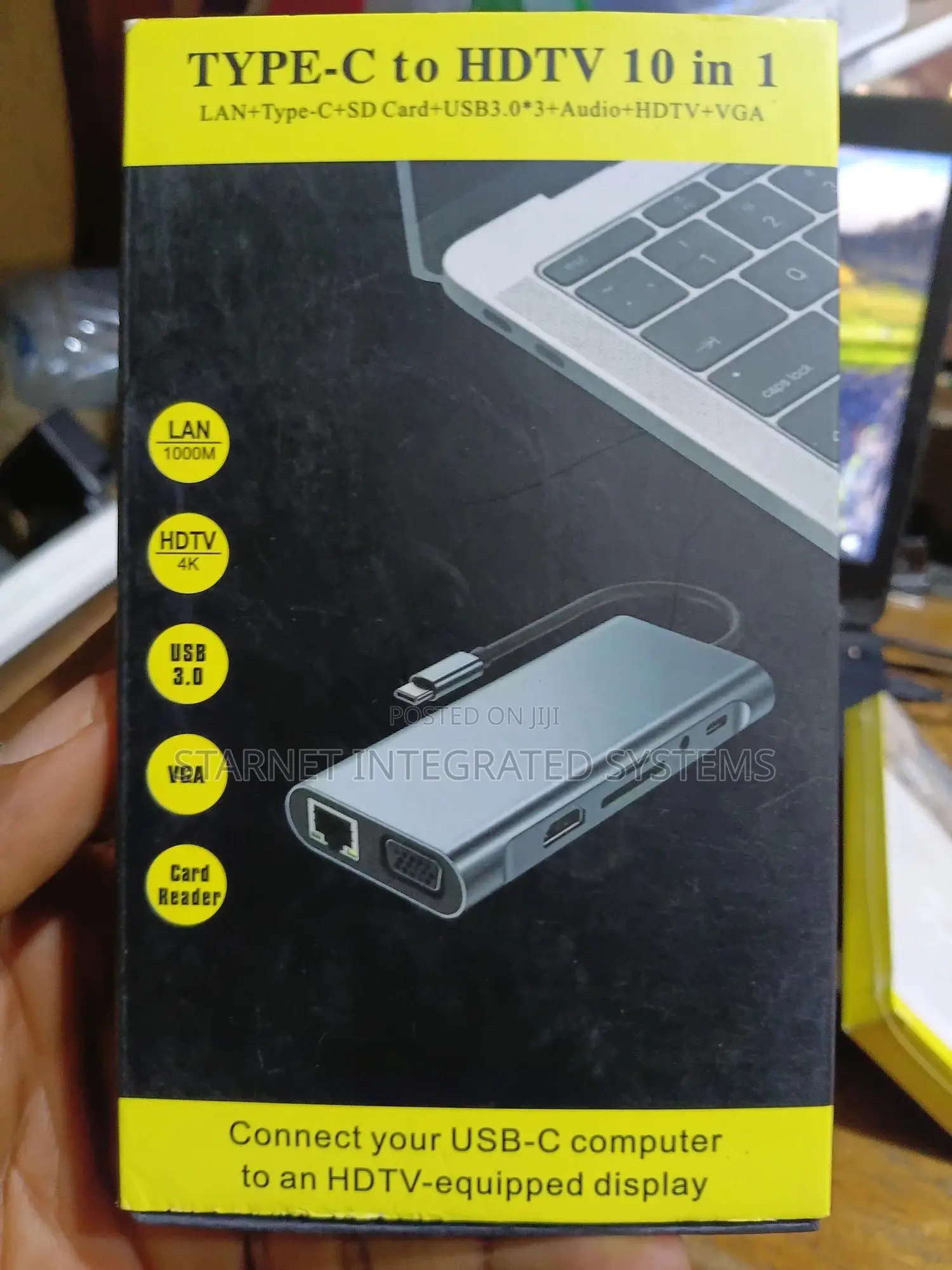 Type C to Hdmi 10 in 1 Lan, Type C, Sd Card, Usb, Audio, Hdmi and Vga