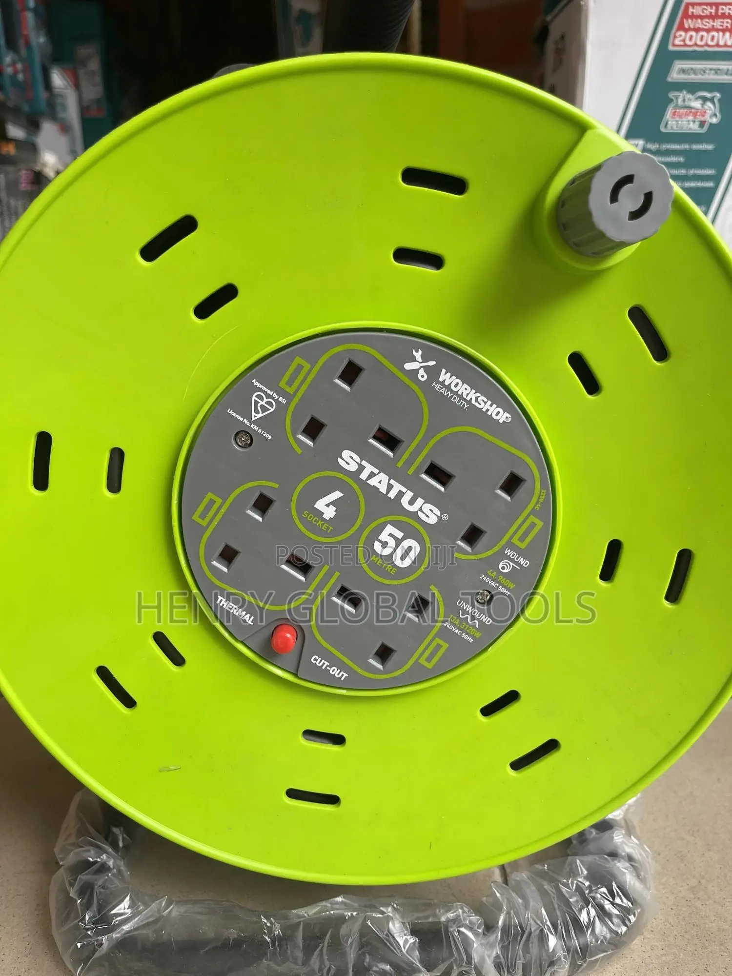 50m X 4mm Original Pure Copper Extension Cable Reel