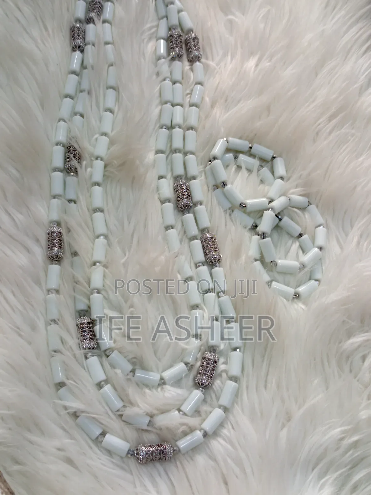 3 Layers Navel Length Men's Traditional Beads - White