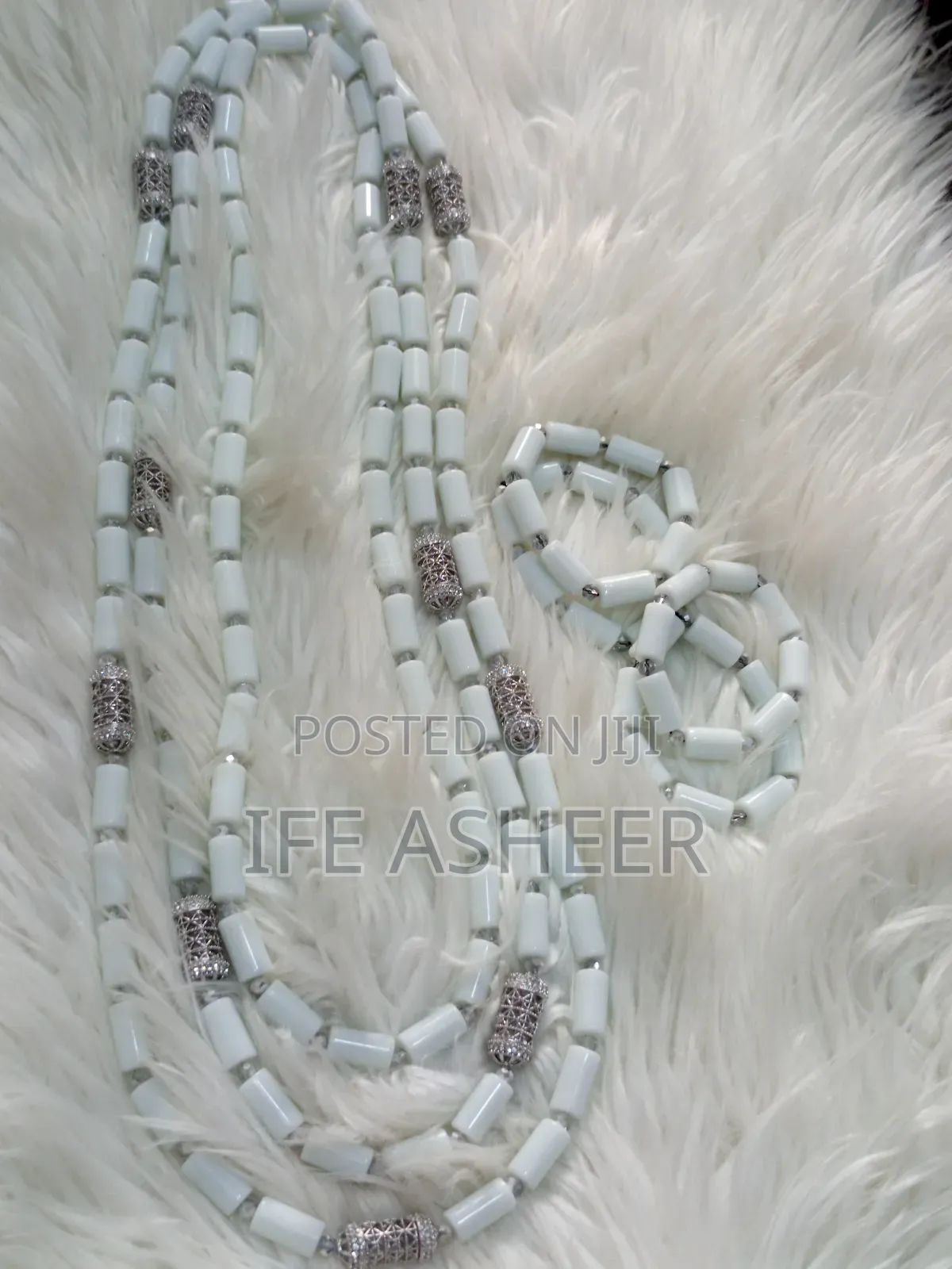 3 Layers Navel Length Men's Traditional Beads - White