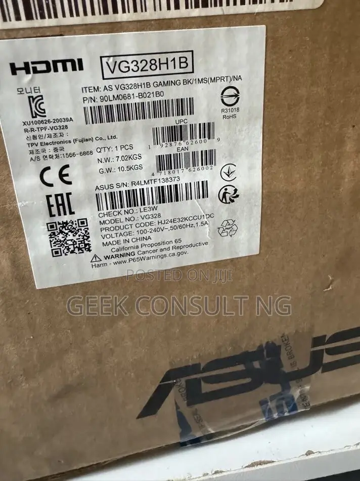 Asus Tuf Gaming Curved Monitor  32”