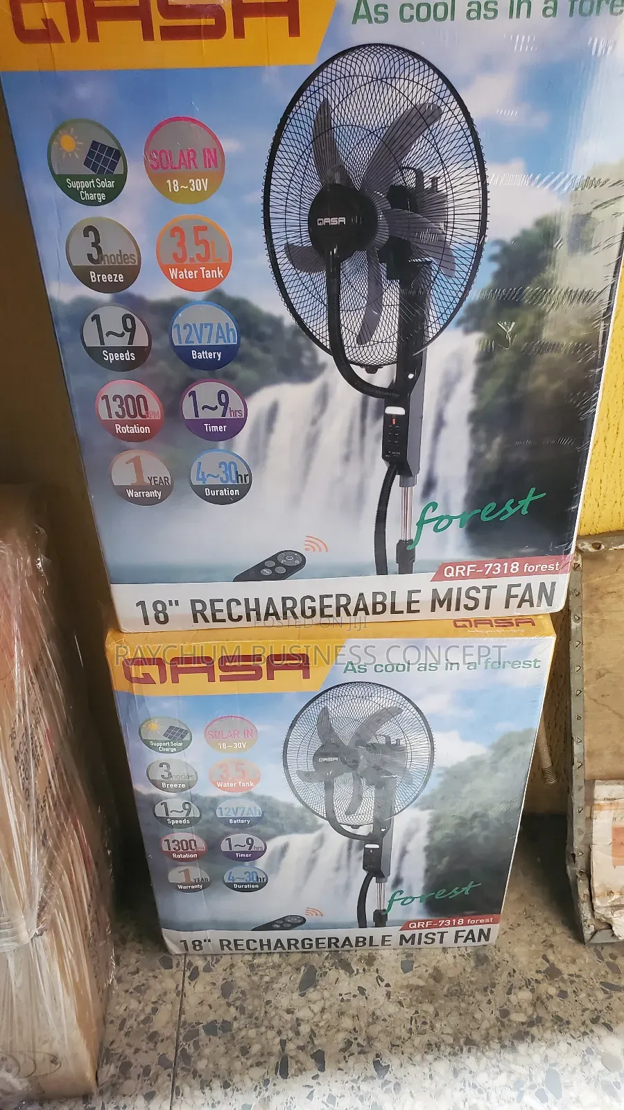 Qasa Ac Fan 18inches Water Mix Rechargeable Fan