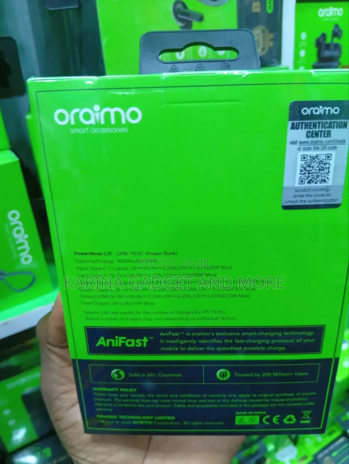 Oriamo 10000mah Pocket Size 22.5w Power Bank