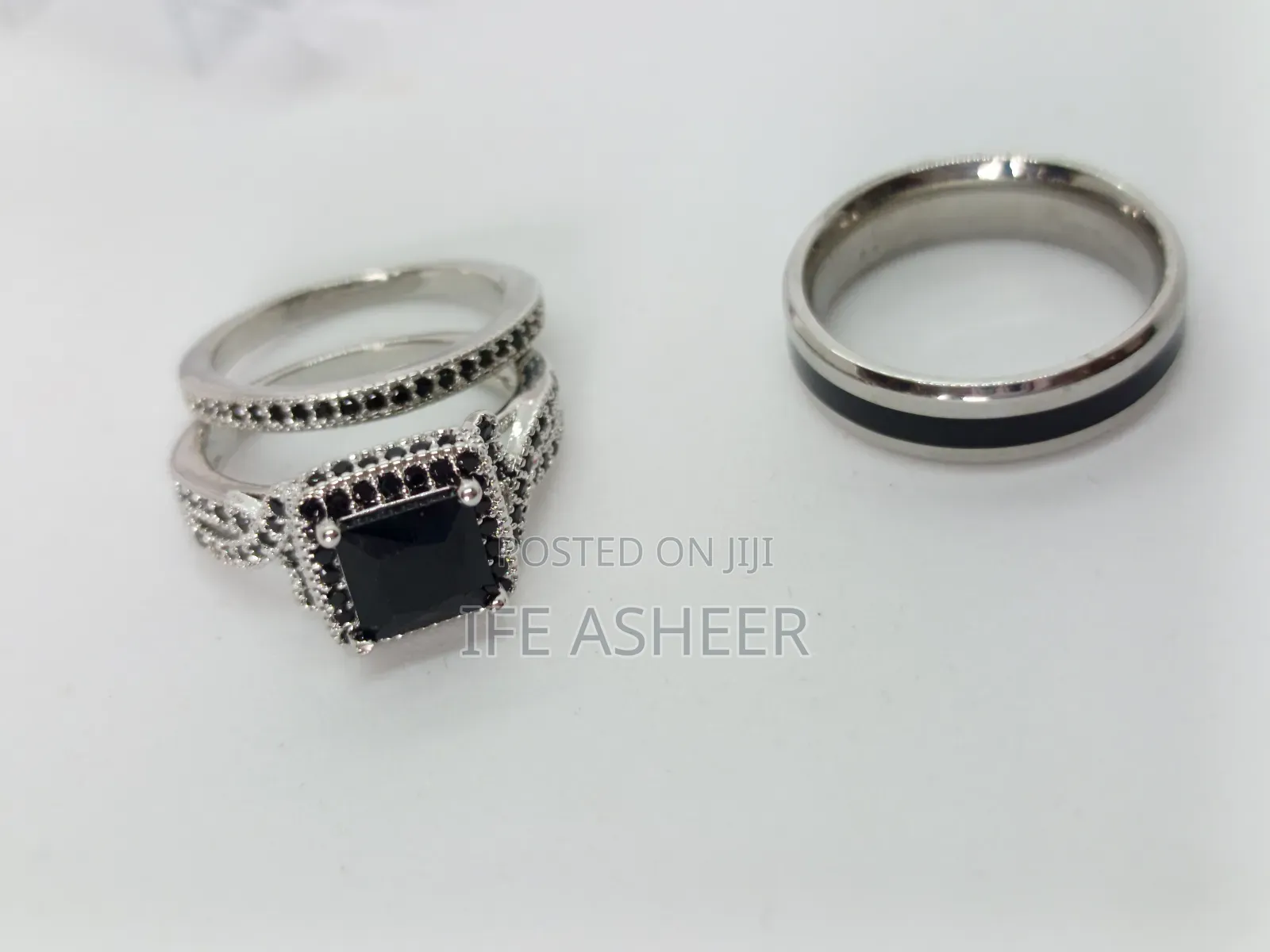 Couples Silver & Black Set Of Wedding Ring 0003