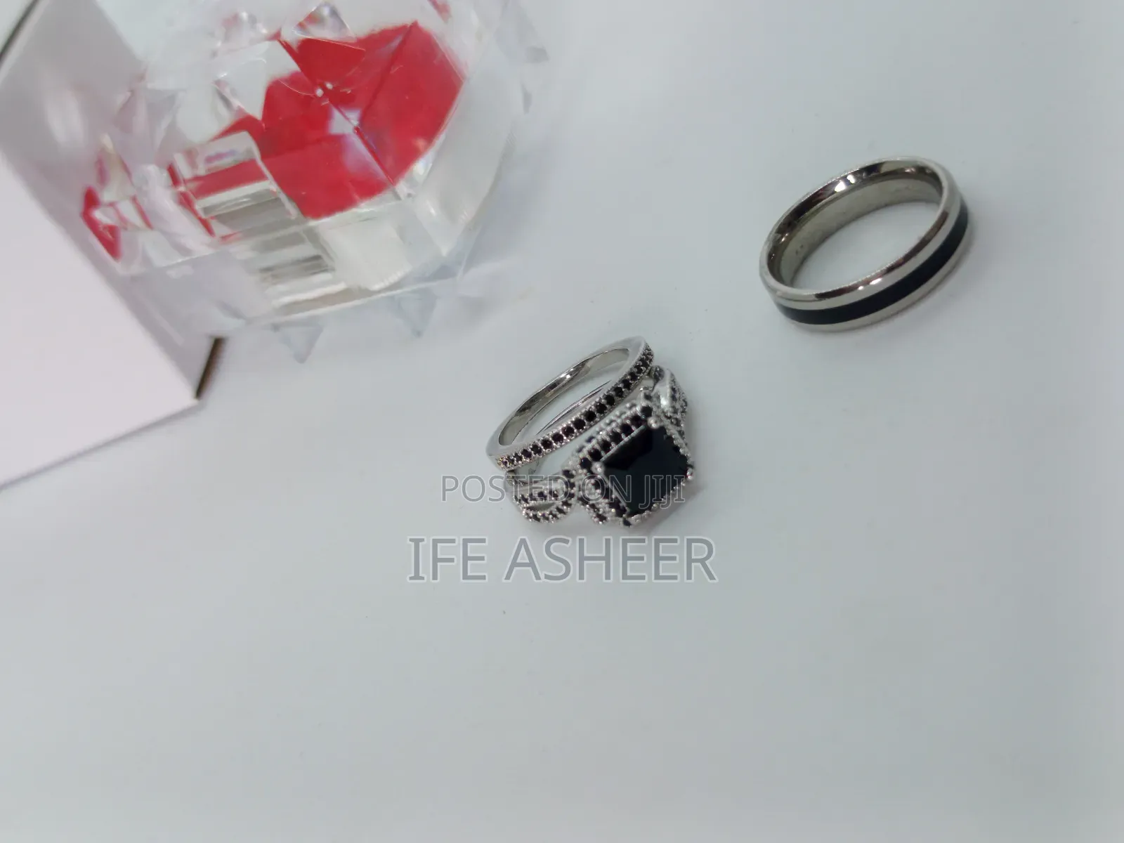 Couples Silver & Black Set Of Wedding Ring 0003