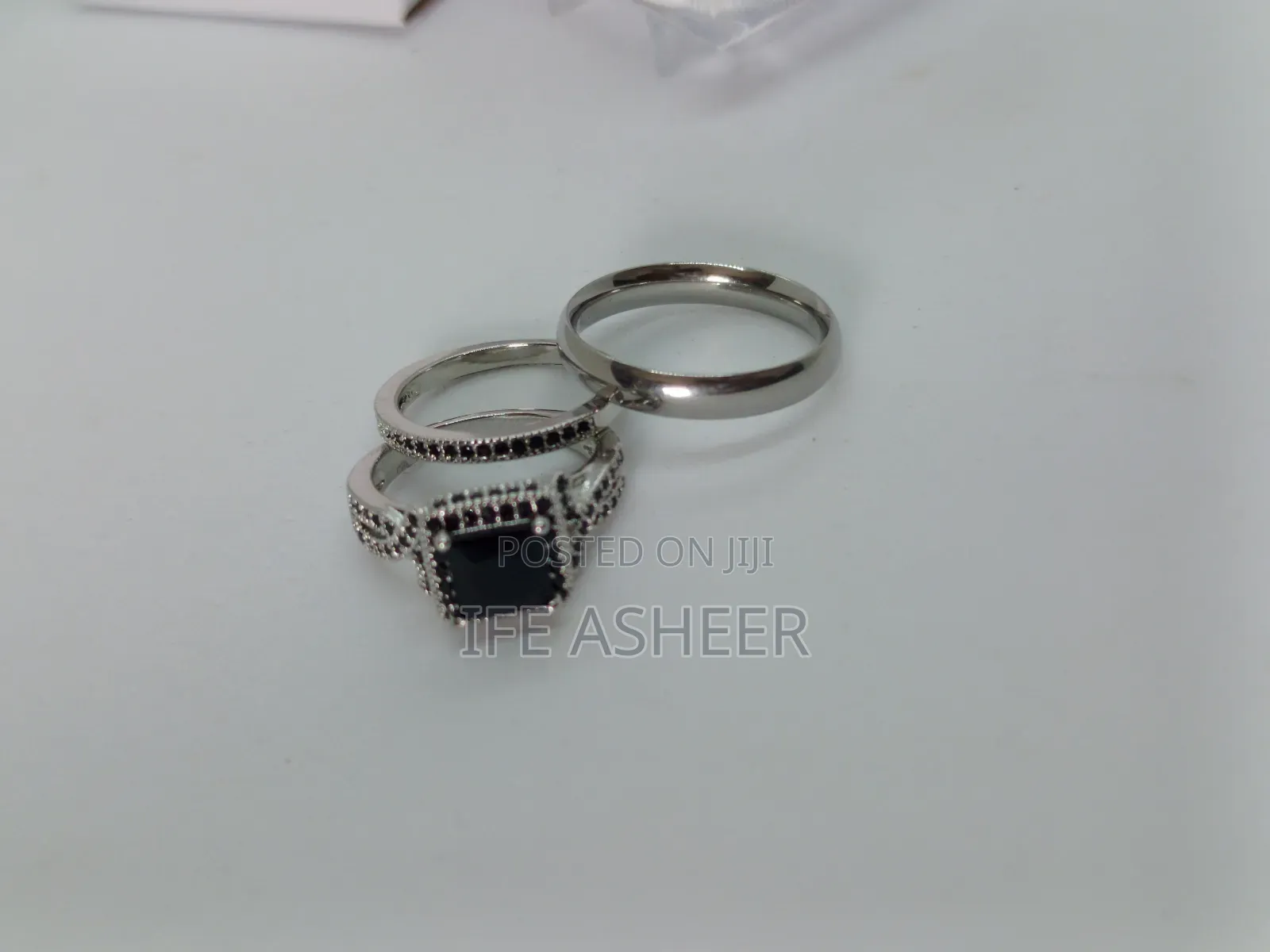 Couples Silver & Black Set Of Wedding Ring 0003