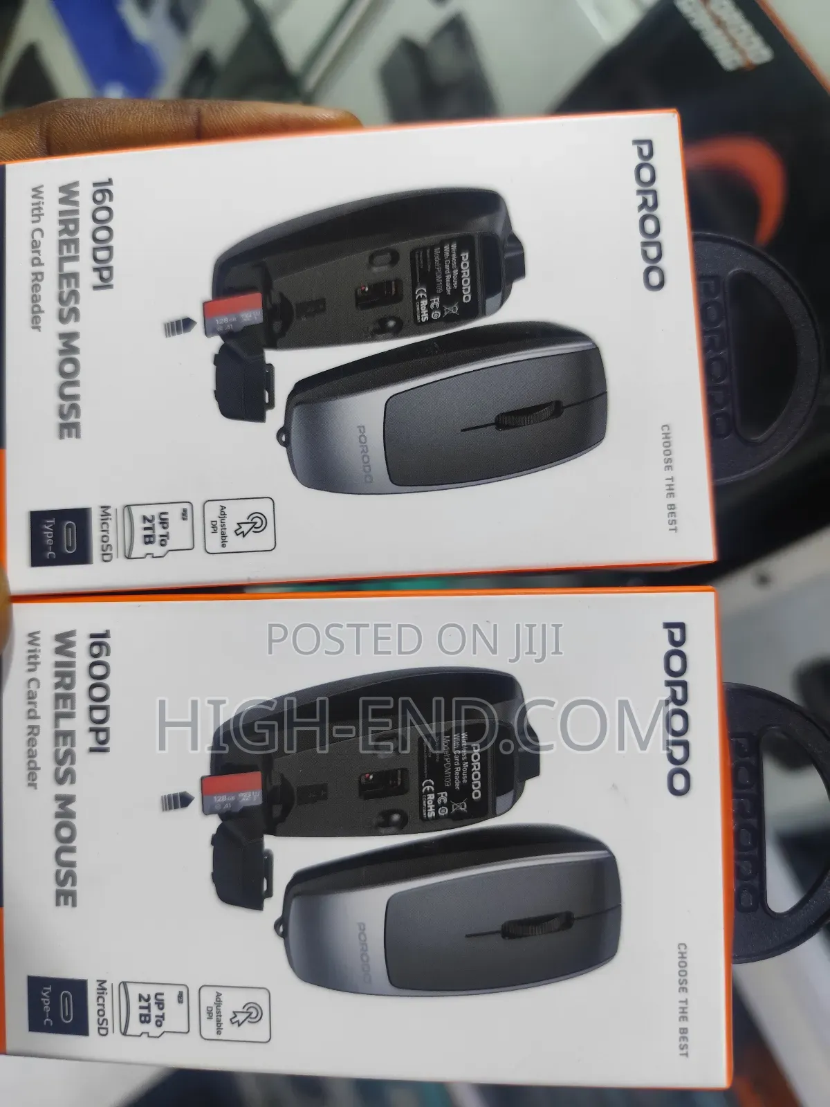 Porodo Pdm109 1600dpi Wireless Bluetooth Mouse With Card Reader