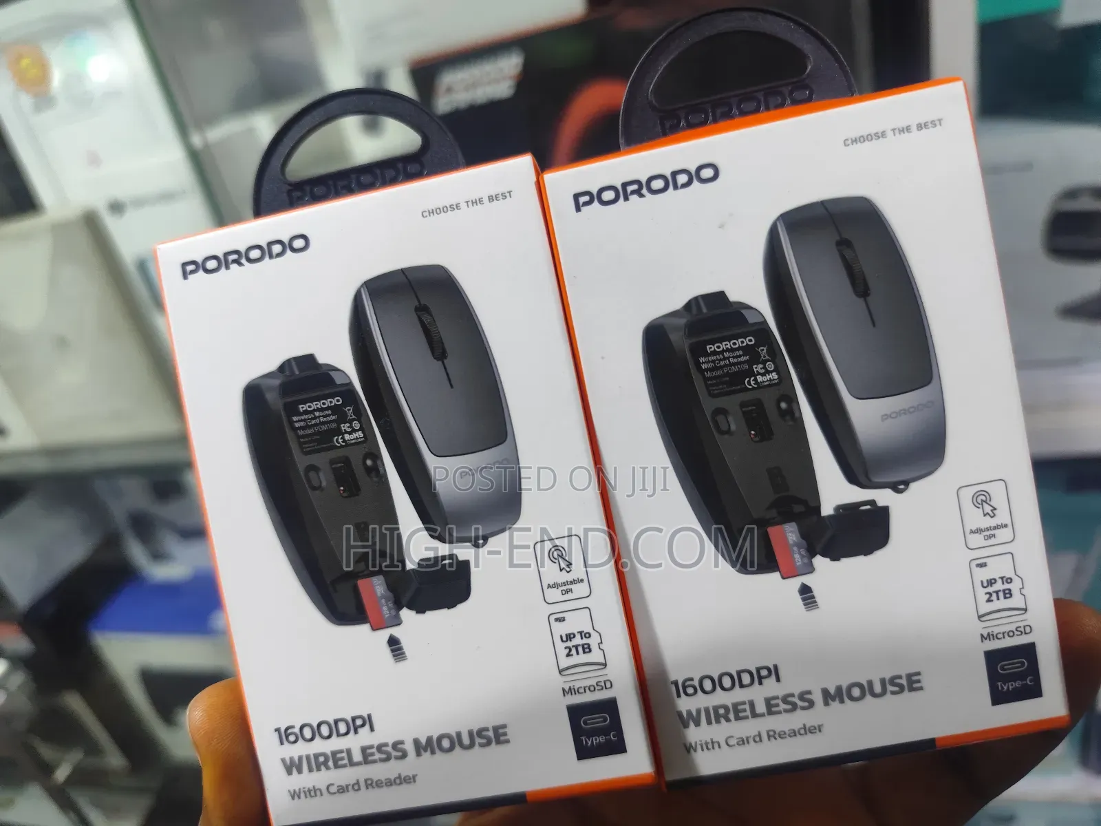 Porodo Pdm109 1600dpi Wireless Bluetooth Mouse With Card Reader