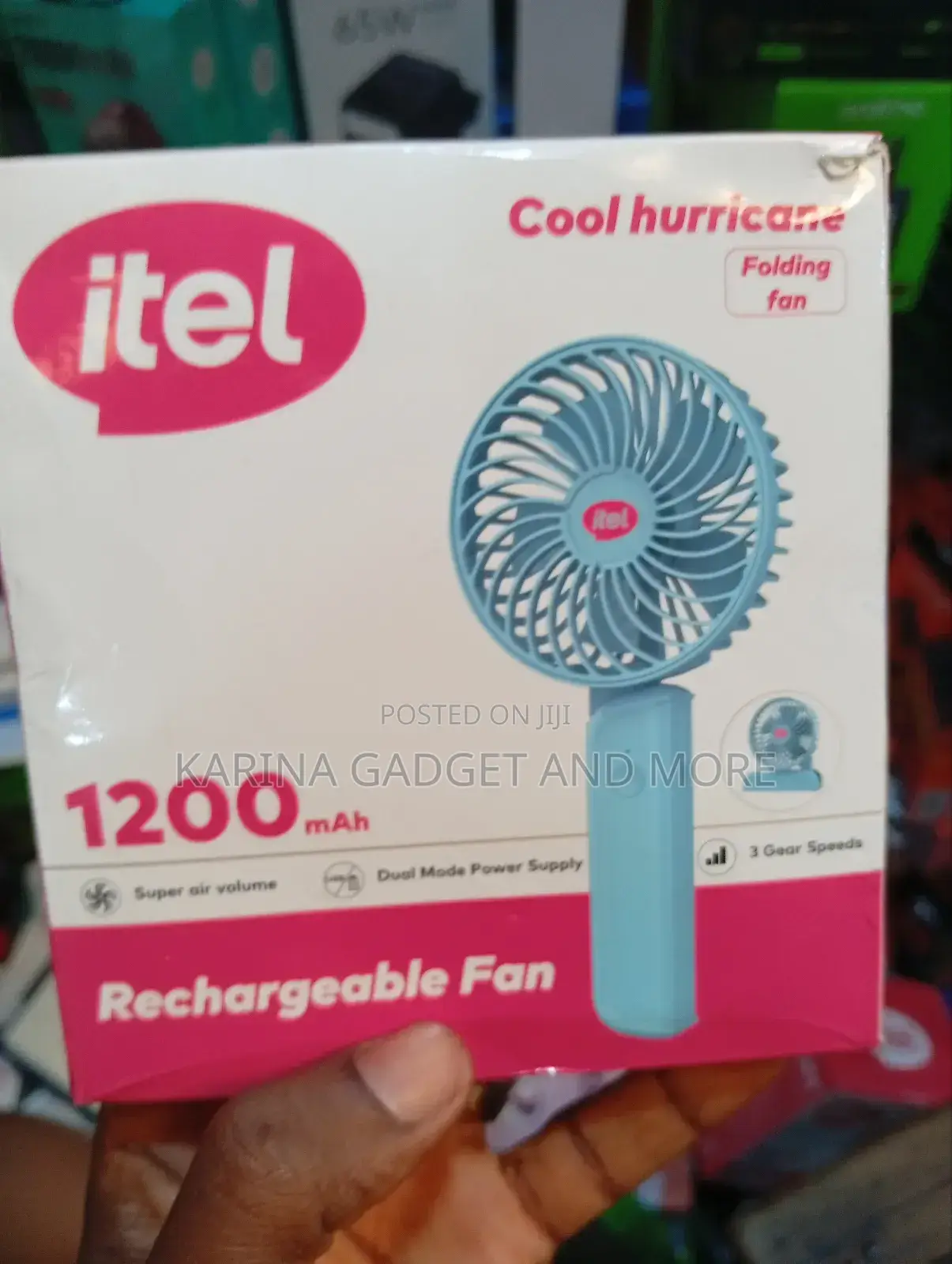 Itel Rechargeable Foldable Hand Fan 1200mah