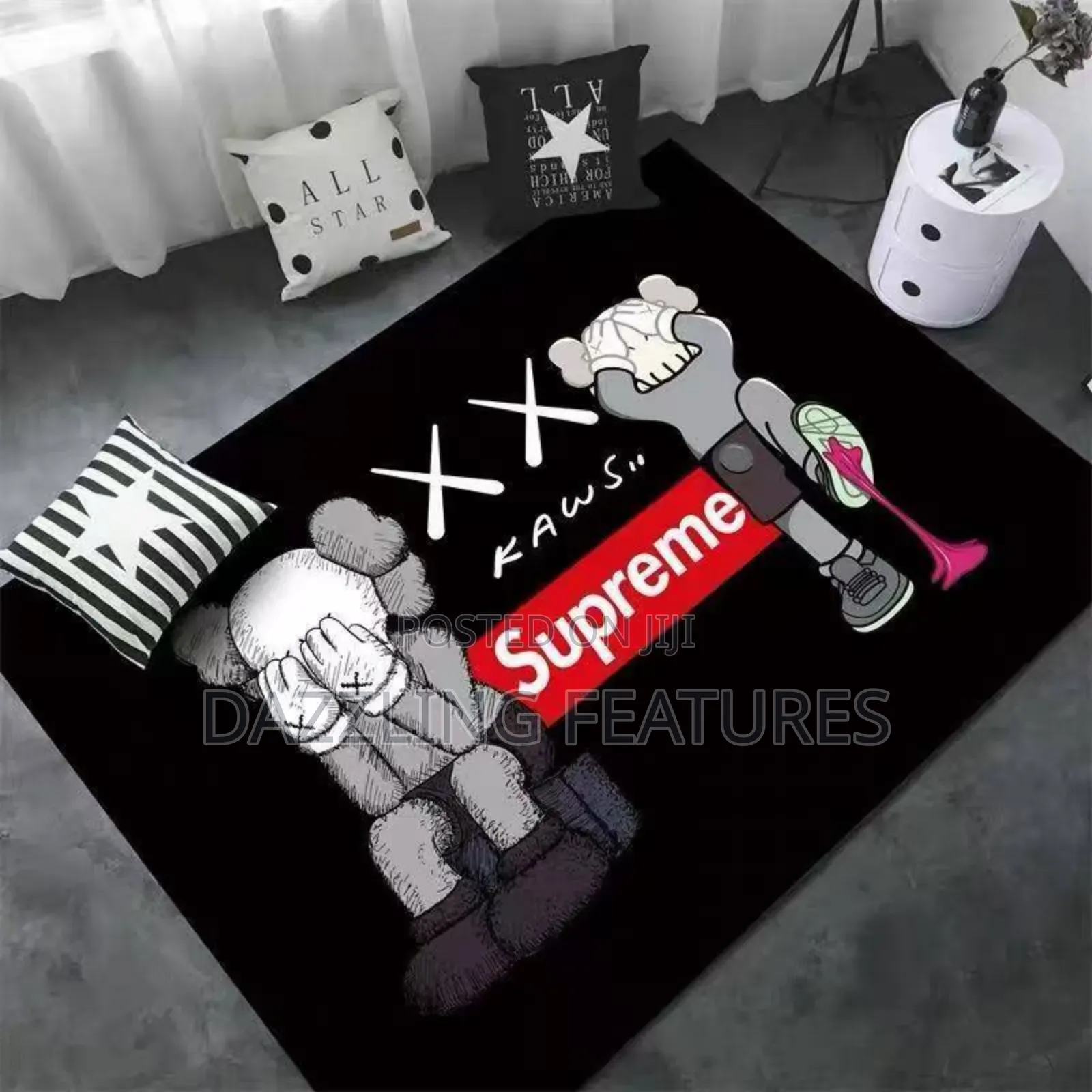 Premium Kaws Figure Centre Rug Modern Hypebeast Home Decor (Large)