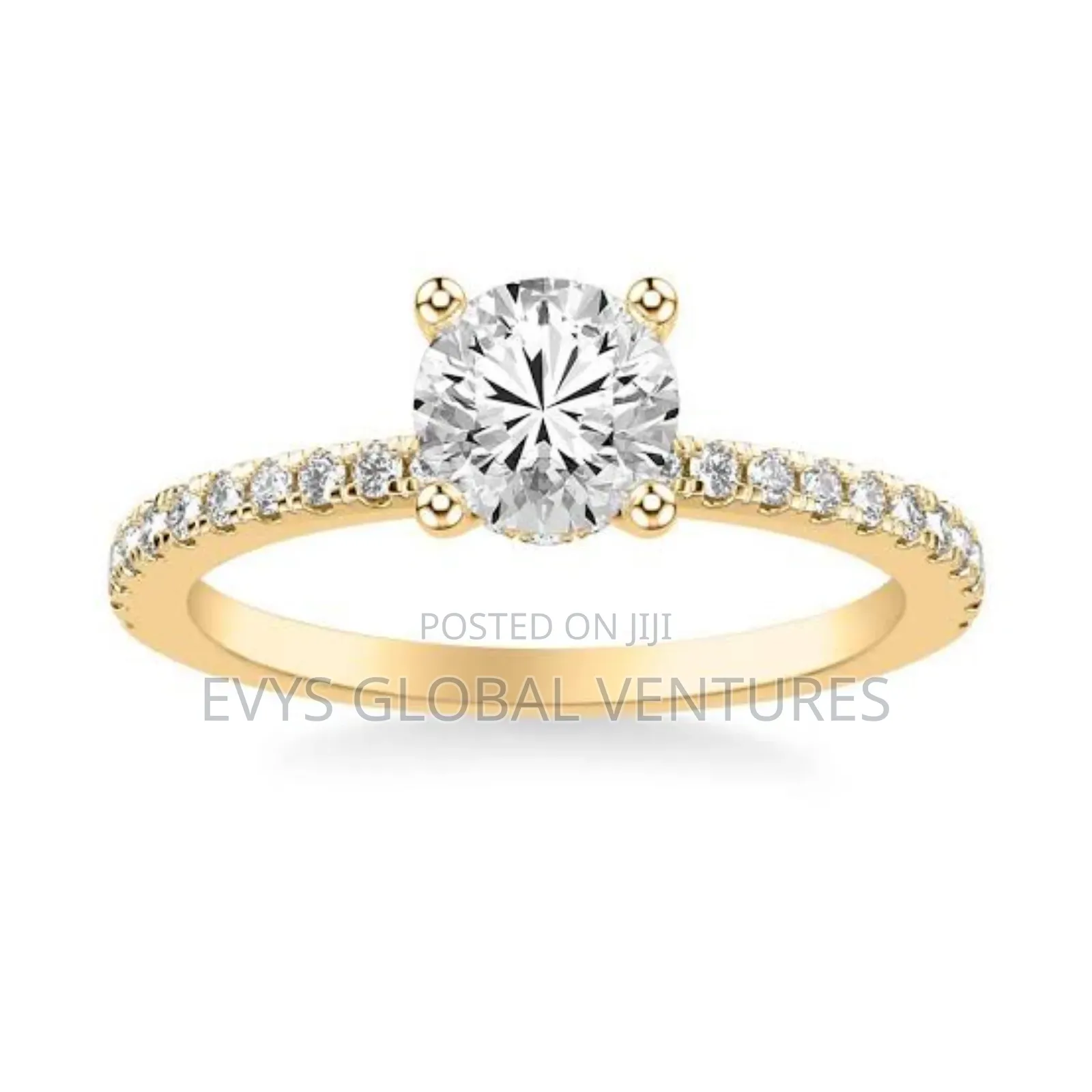 Round Stone Gold Plated Engagement Ring With Box