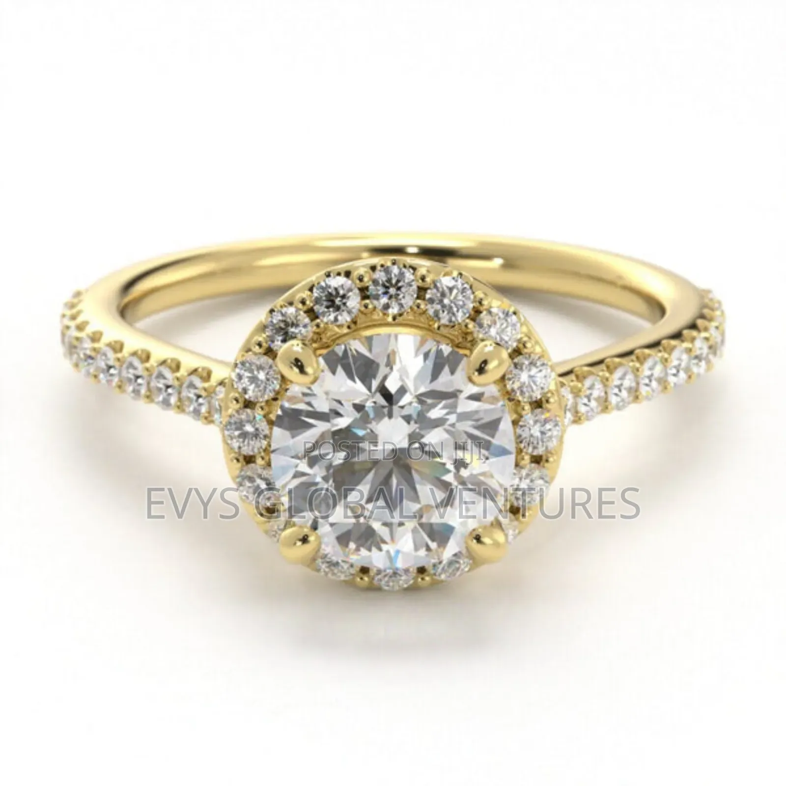 Round Stone Gold Plated Engagement Ring With Box