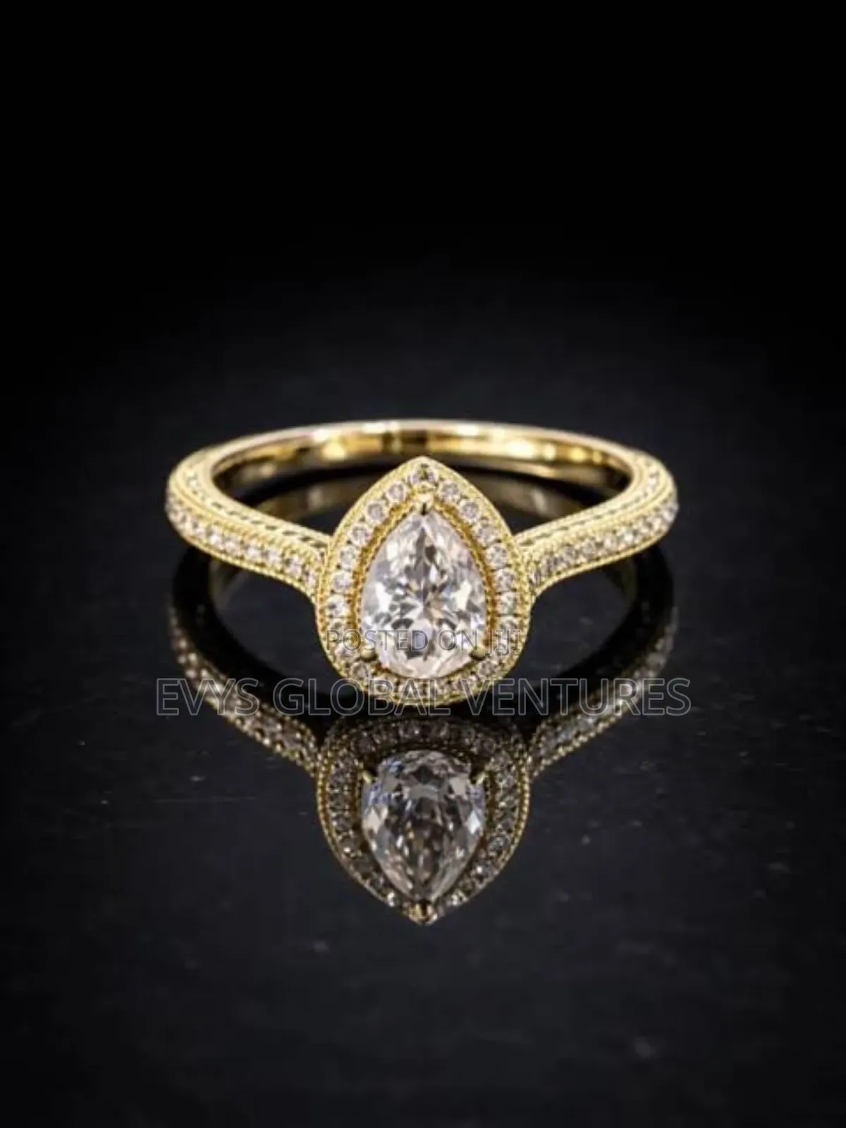 Heart Shaped Gold Plated Engagement Ring With Box