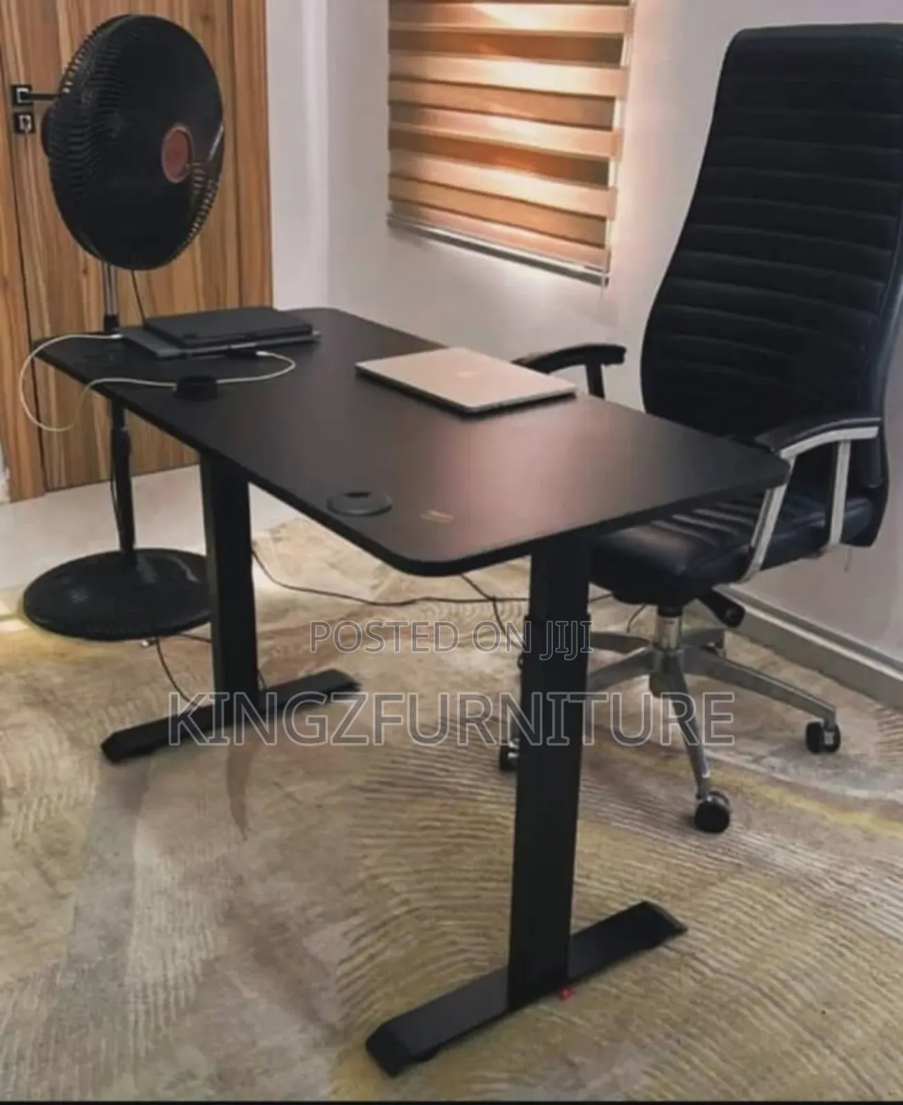 Modern Black Electric Height-Adjustable Sit-Stand Desk With Chair