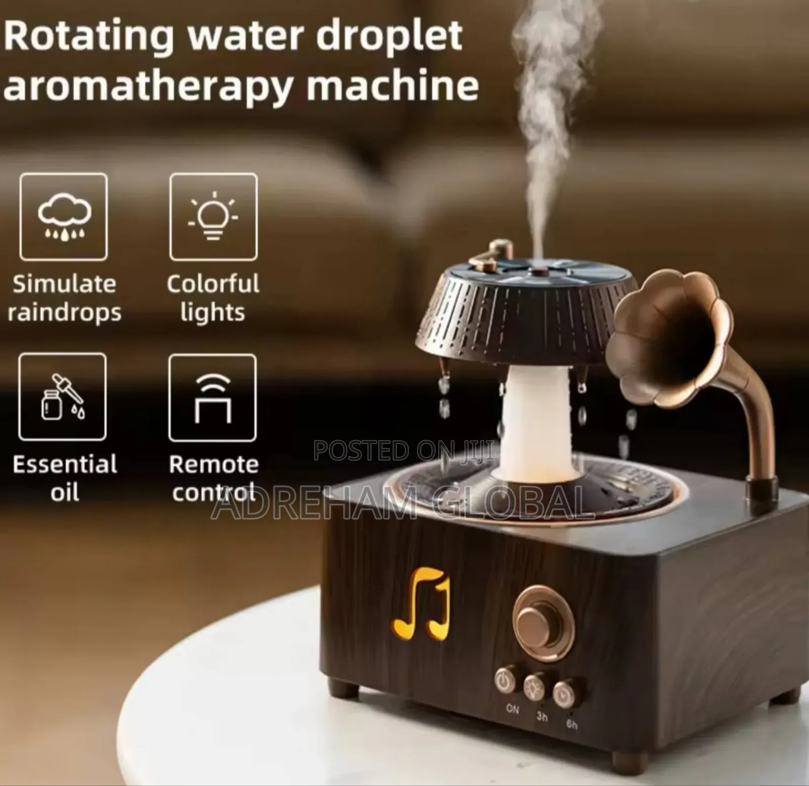 Rotating Raindrop Airhumidifier Music Box Aromatherapy Diffuser