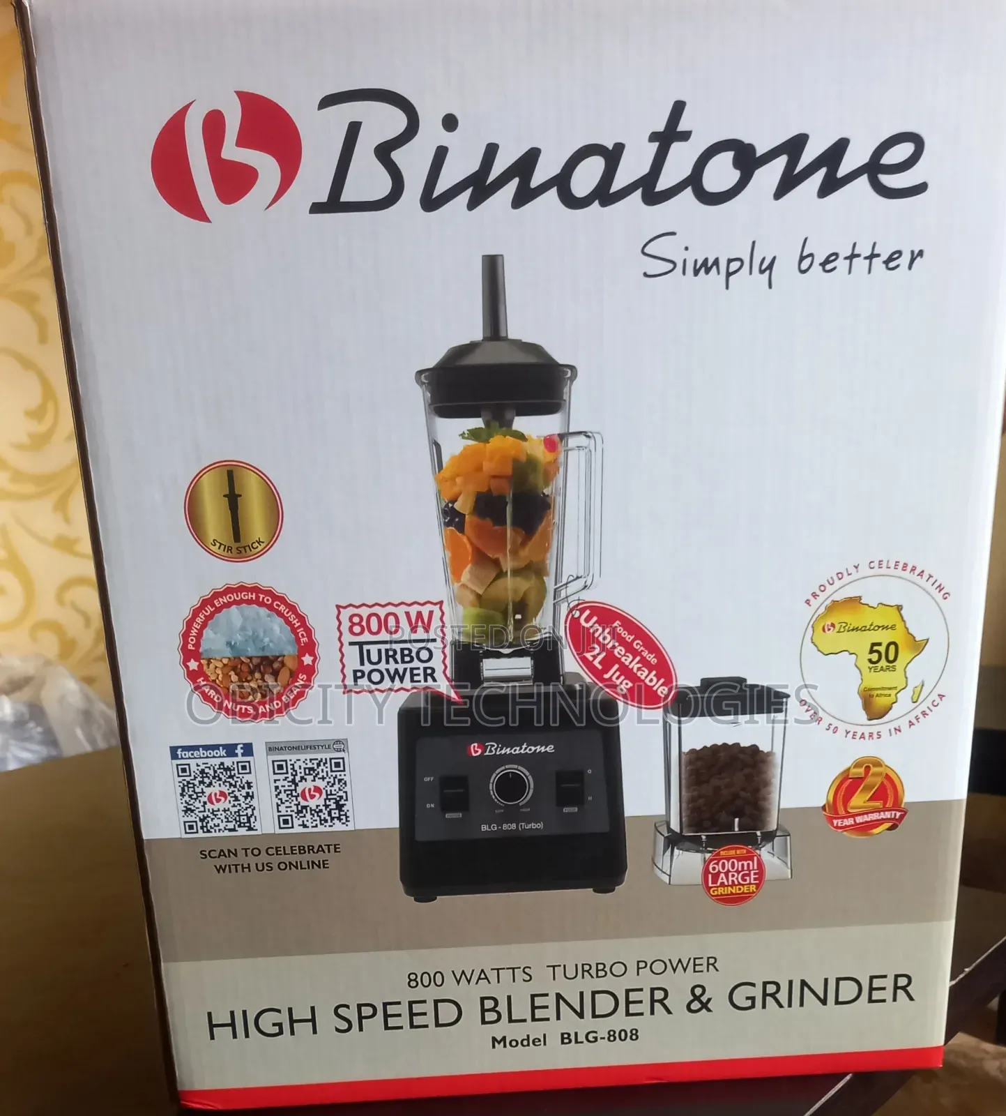 Binatone 800w 2 in 1 Blender BLG-808