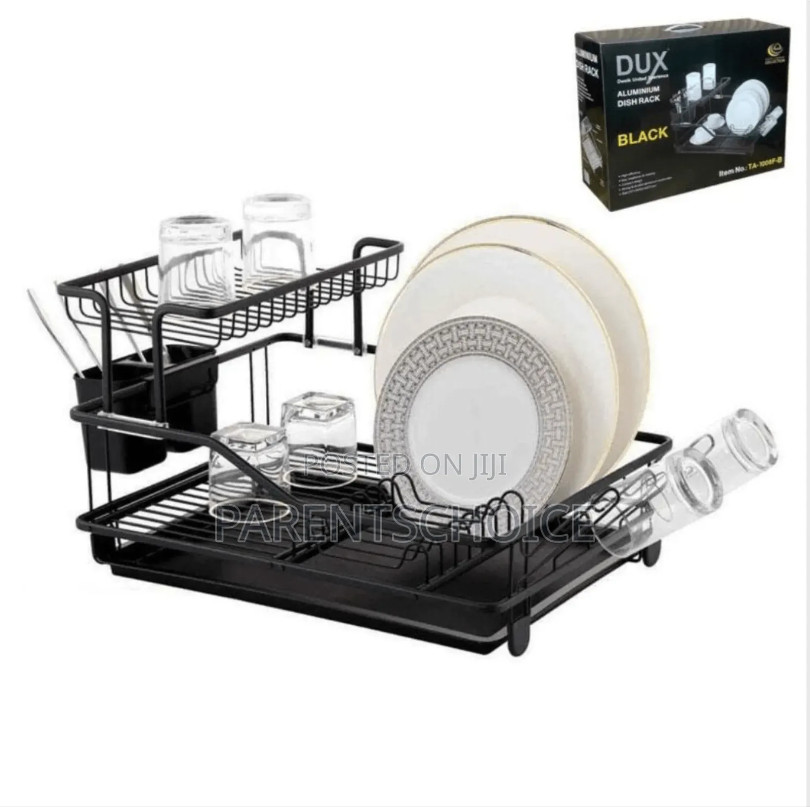 Kitchen Dish Drainer Rack Set - Stainless Steel Black