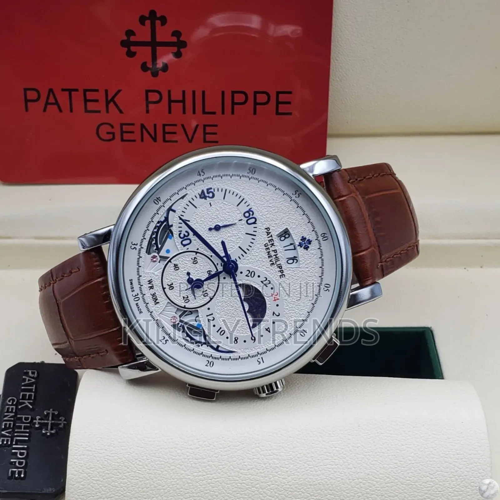 Premium Chronograph Luxury Patek Phillipe Leather Strap Watch