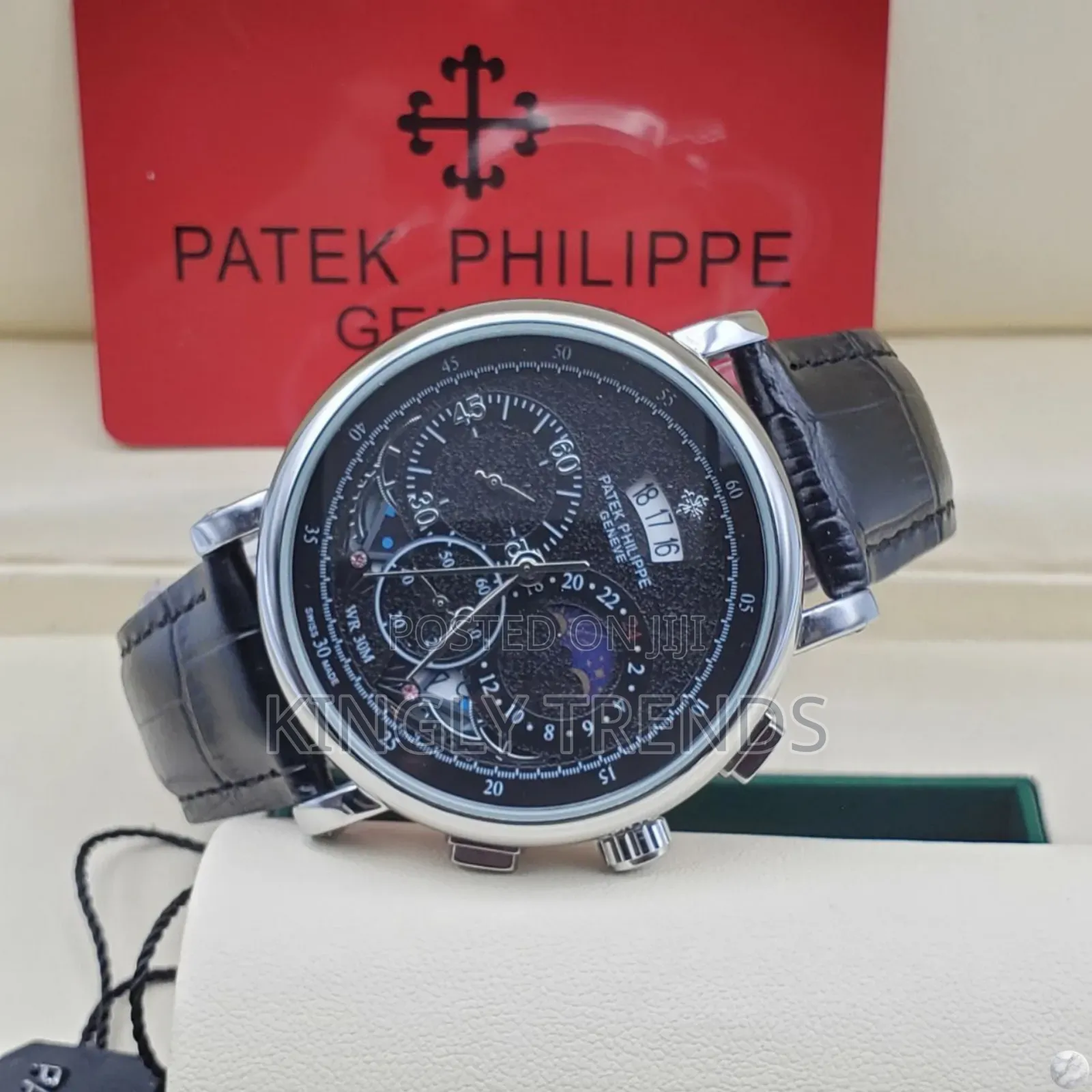 Premium Chronograph Luxury Patek Phillipe Leather Strap Watch