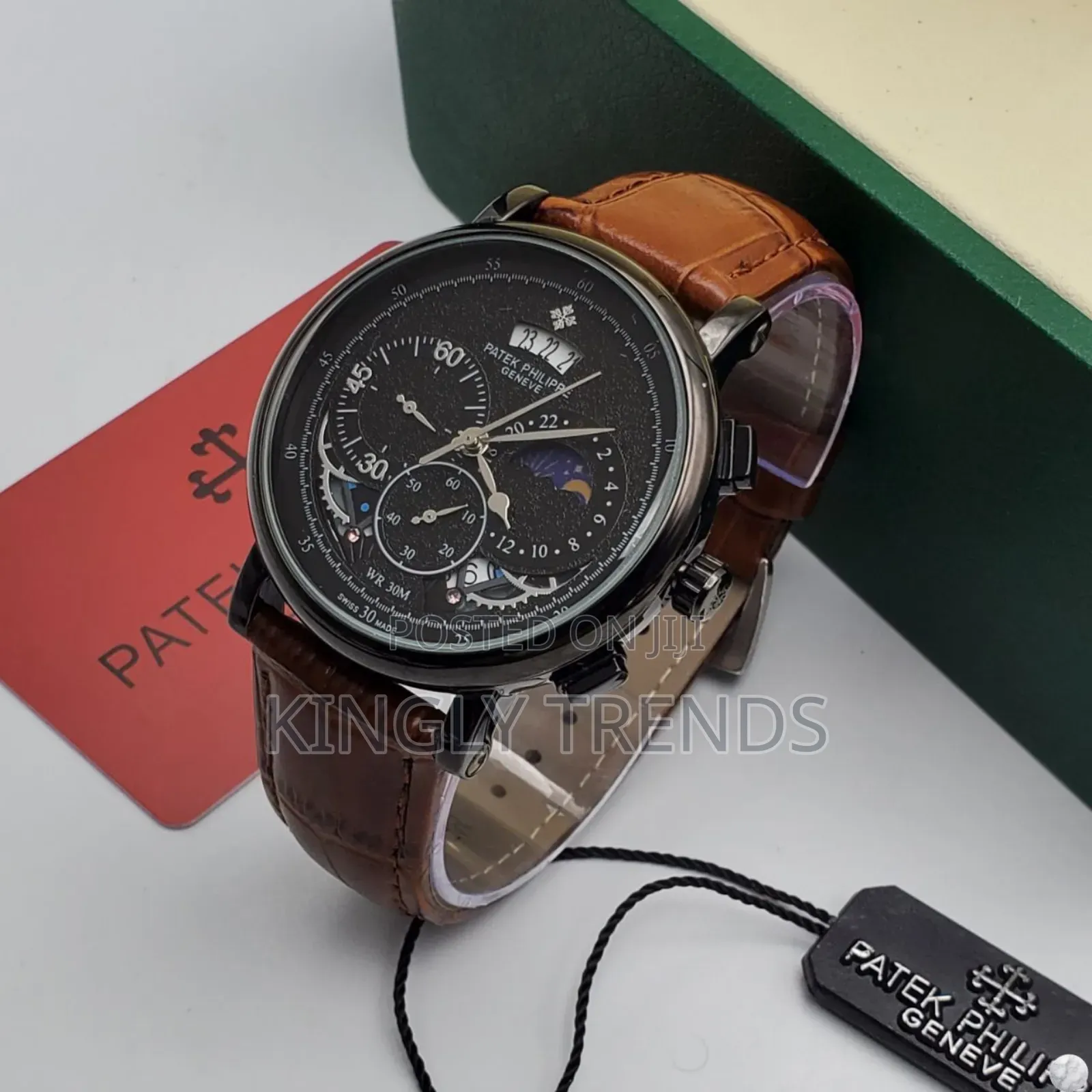 Premium Chronograph Luxury Patek Phillipe Leather Strap Watch