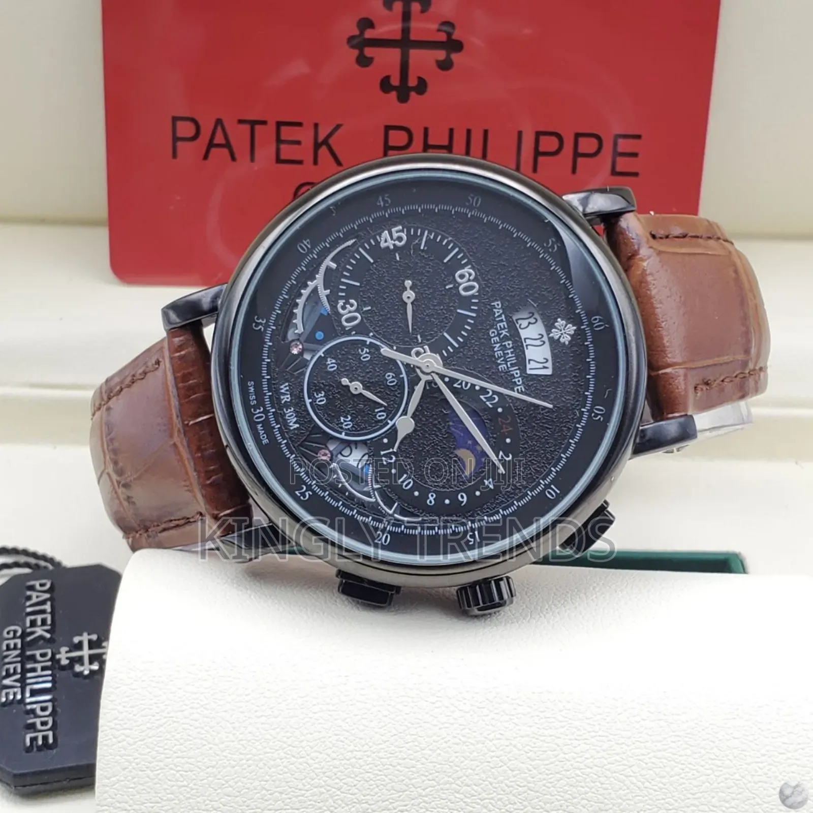 Premium Chronograph Luxury Patek Phillipe Leather Strap Watch