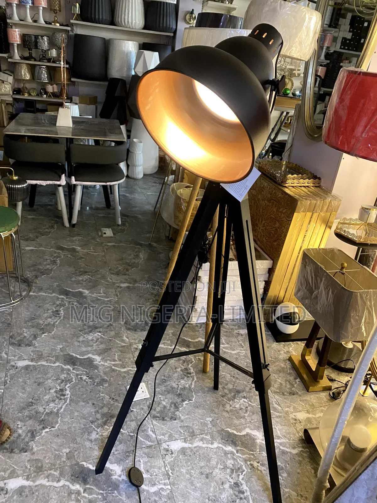Industrial Floor Lamp Tripod Steel Head Lamp