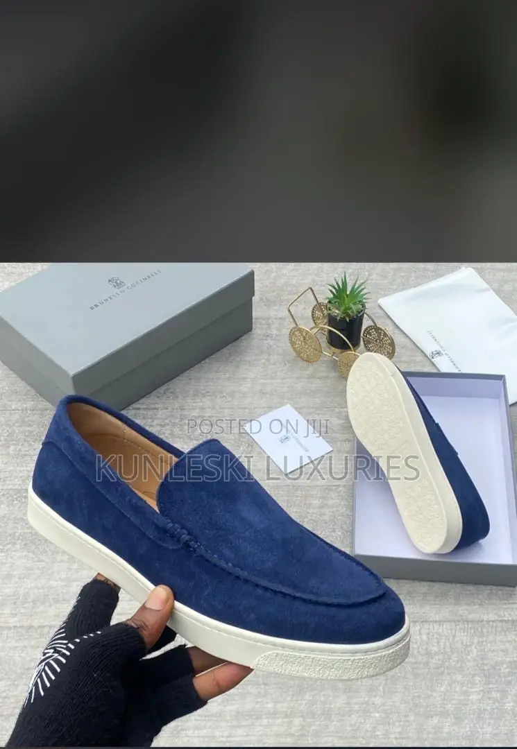 Original Brunello Cucinelli Suede Men’S Loafers Sneakers