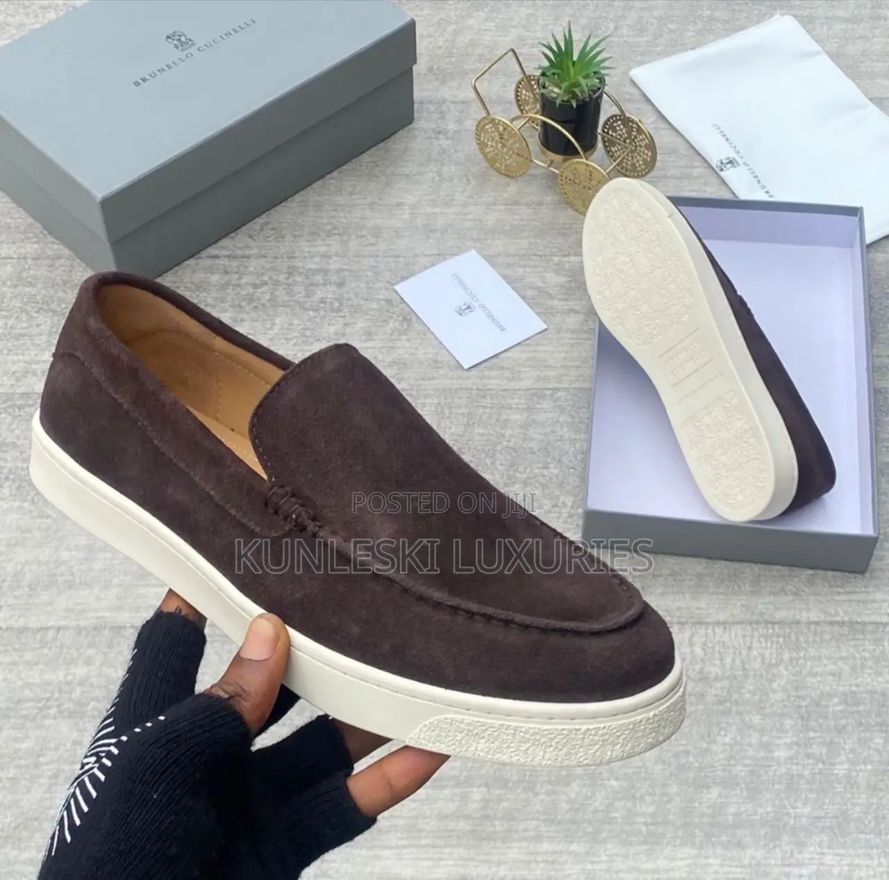 Original Brunello Cucinelli Suede Men’S Loafers Sneakers
