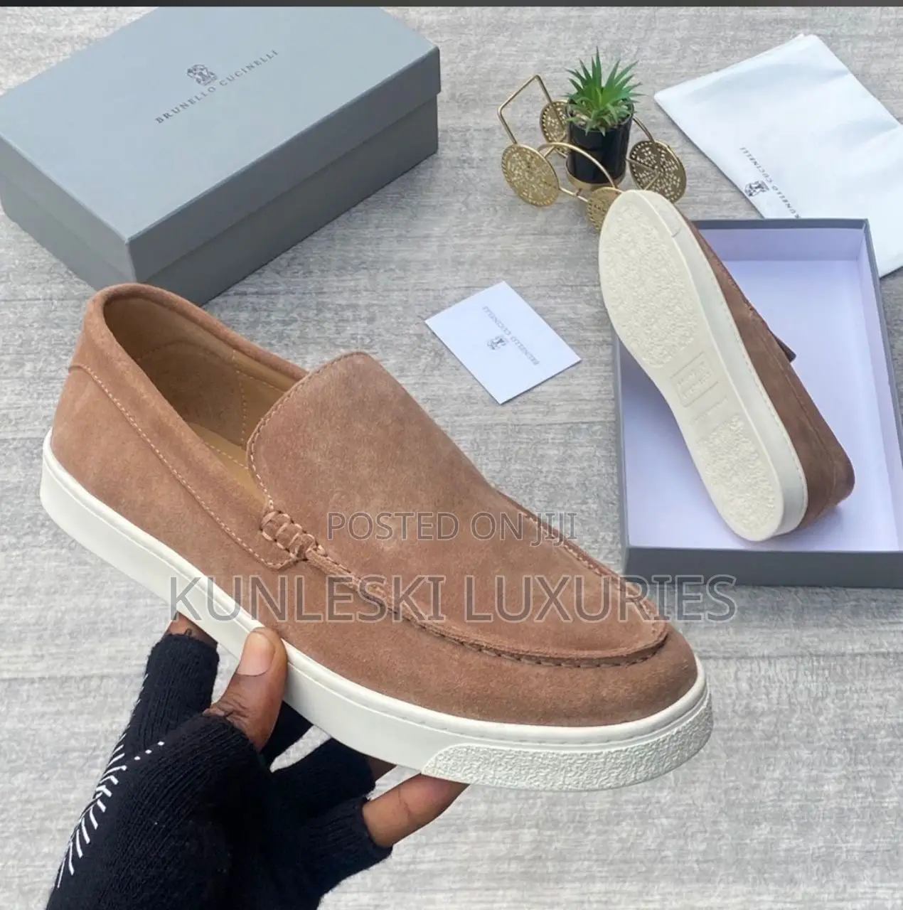 Original Brunello Cucinelli Suede Men’S Loafers Sneakers