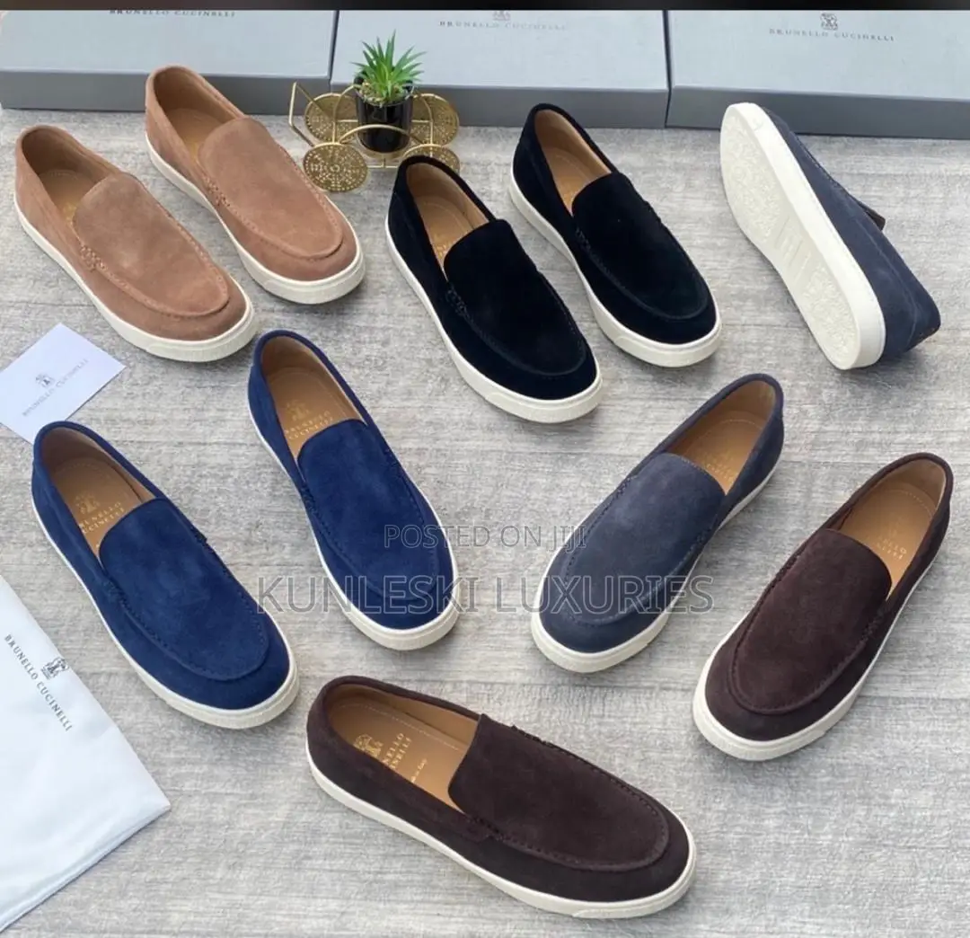 Original Brunello Cucinelli Suede Men’S Loafers Sneakers