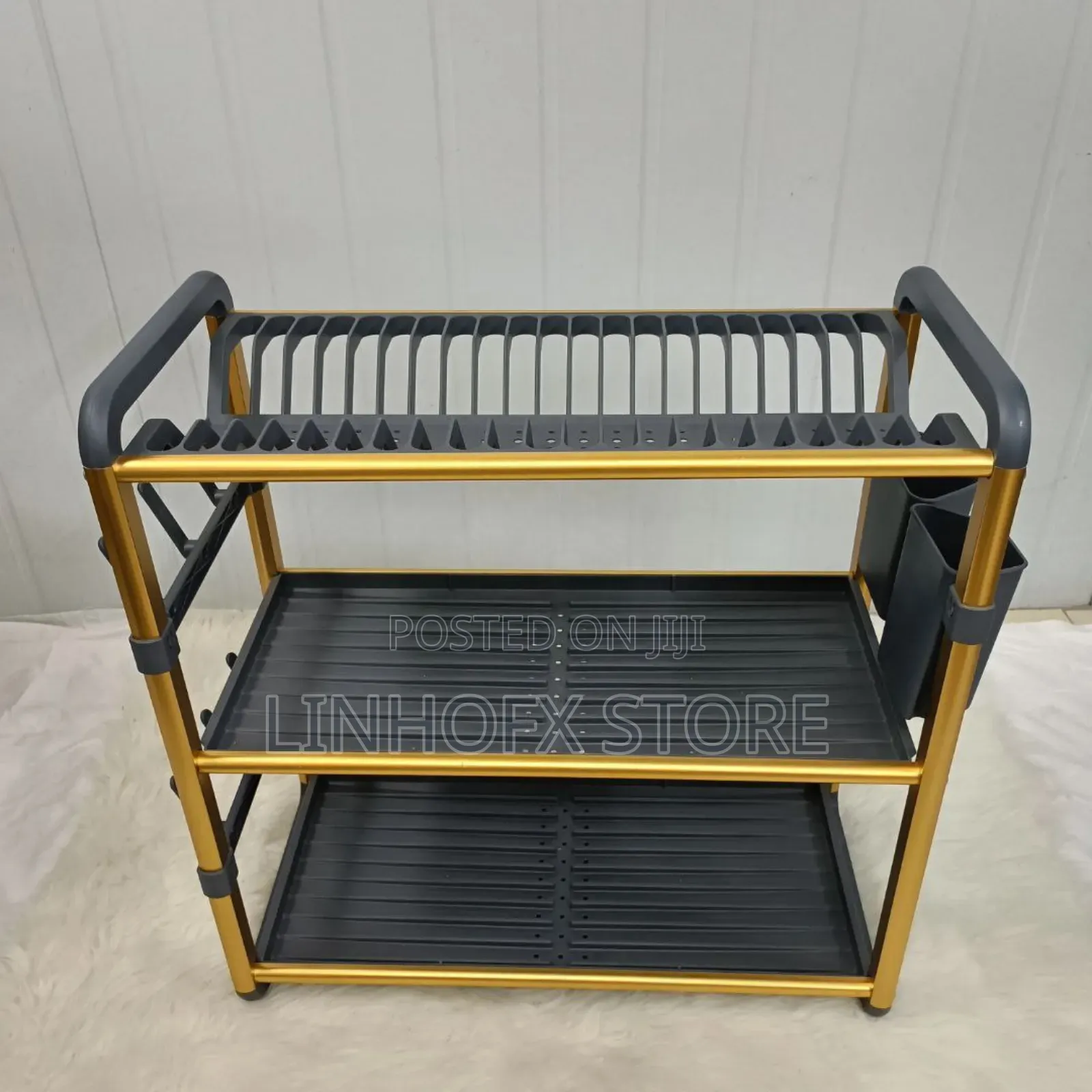 Aluminum Rust Free Quality Gold 3 Tier Dish Rack
